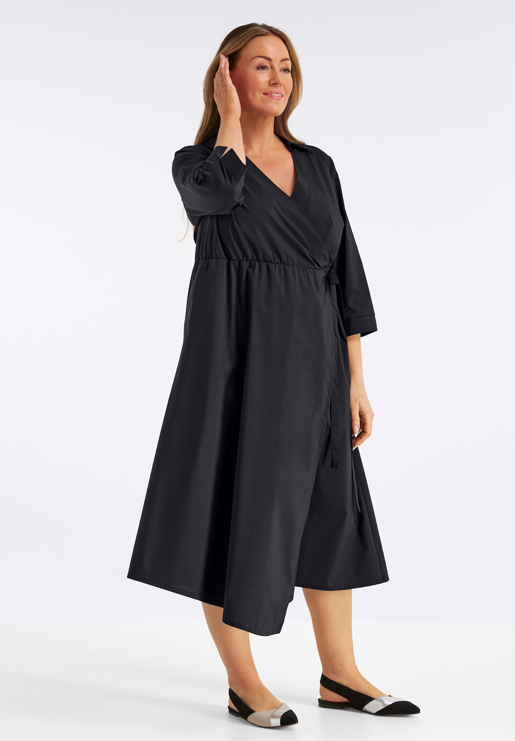 Sheego Wickelkleid »Kleid Wickelkleid mit asymmetrischem Saum« Ohne Tasche