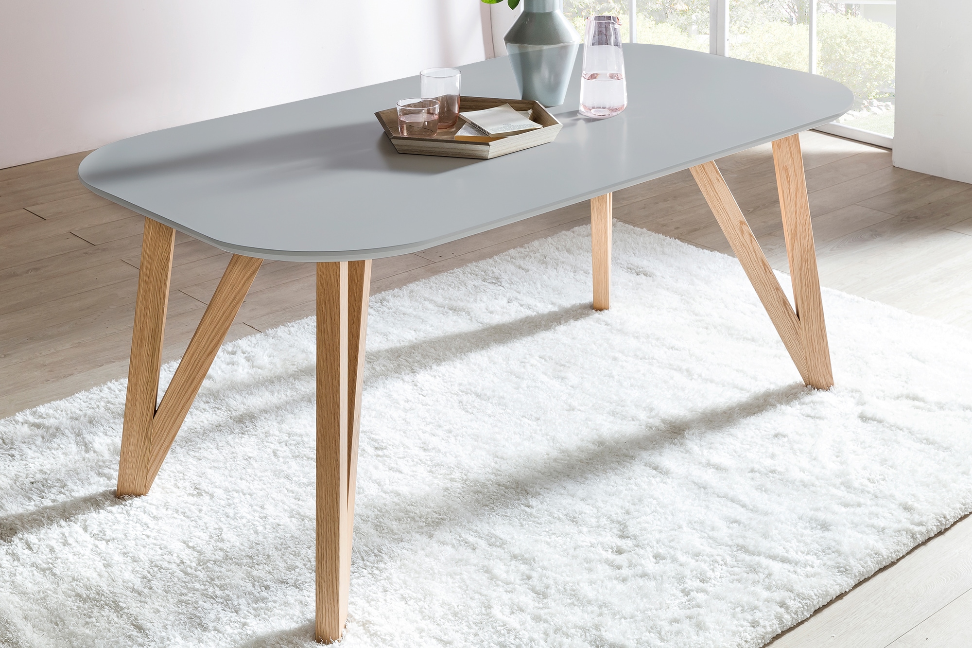 SalesFever Essgruppe, (5-tlg), Tischbreite 160 cm, Stühle 180° drehbar, mit Samtverlours