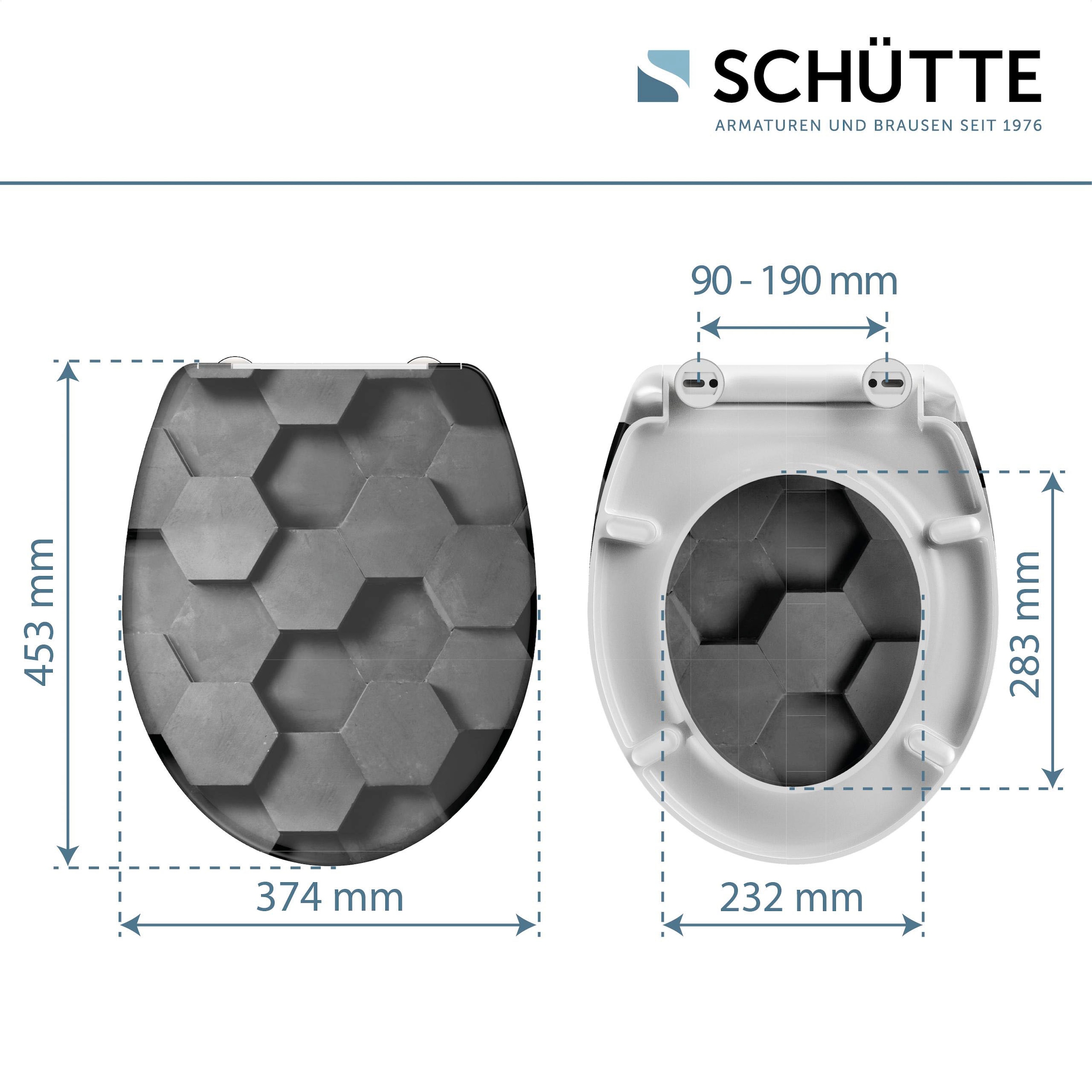 Schütte WC-Sitz »Grey Hexagons«, Duroplast, mit Absenkautomatik und Schnellverschluss