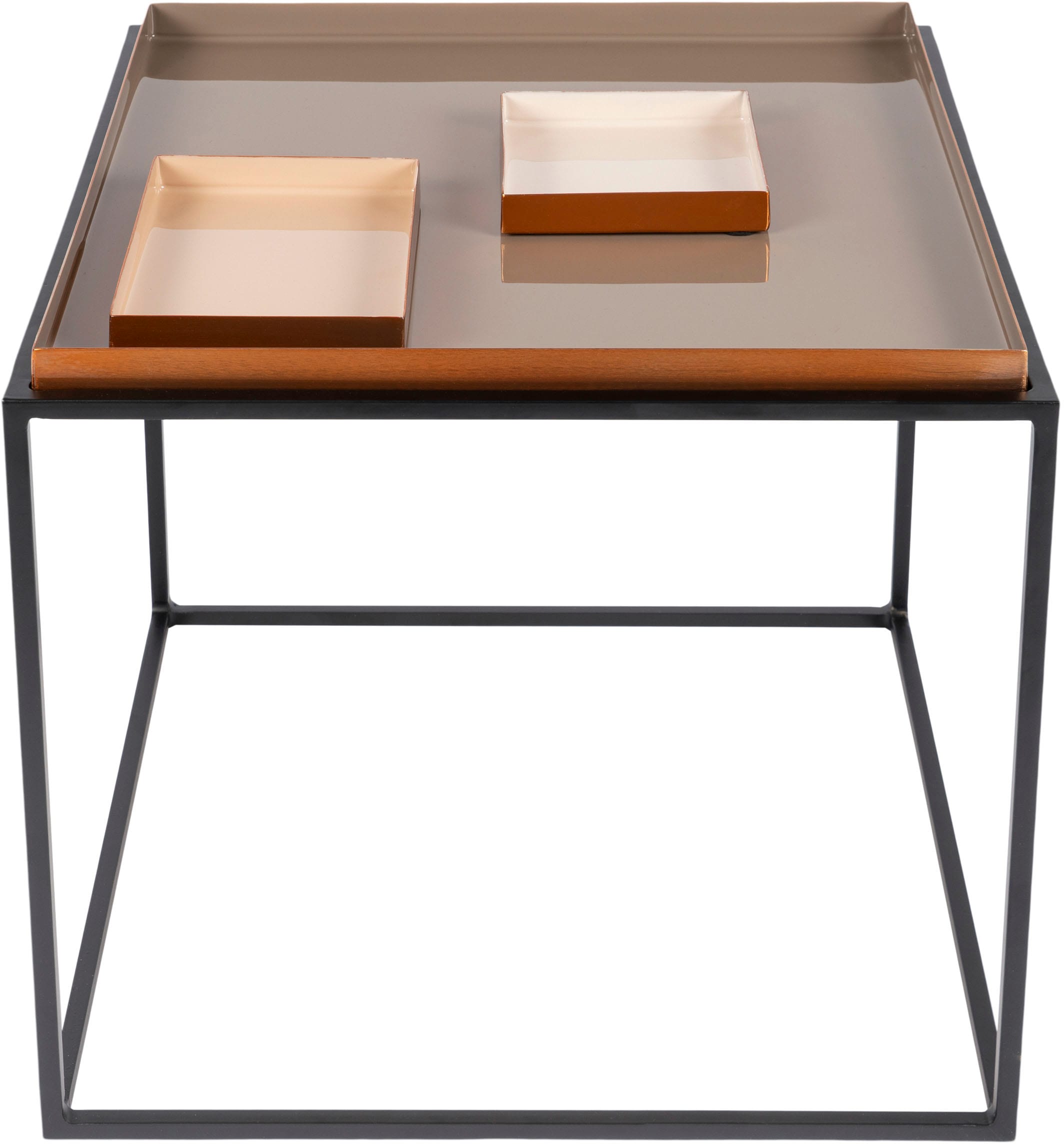 Kayoom Beistelltisch »Famosa, Metall-Beistelltisch in quadratischer Form«, (1 St.), Bunter Tisch, Schalenmaße: 11 x 11 x 2 / 15,8 x 11 x 2 cm