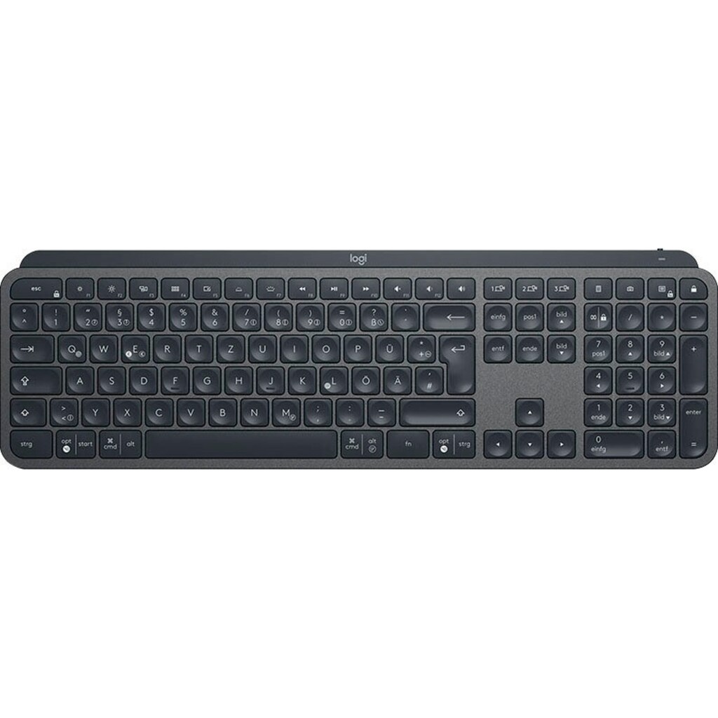 Logitech Tastatur »MX Keys Plus Advanced - GRAPHITE«, (Handgelenkauflage)