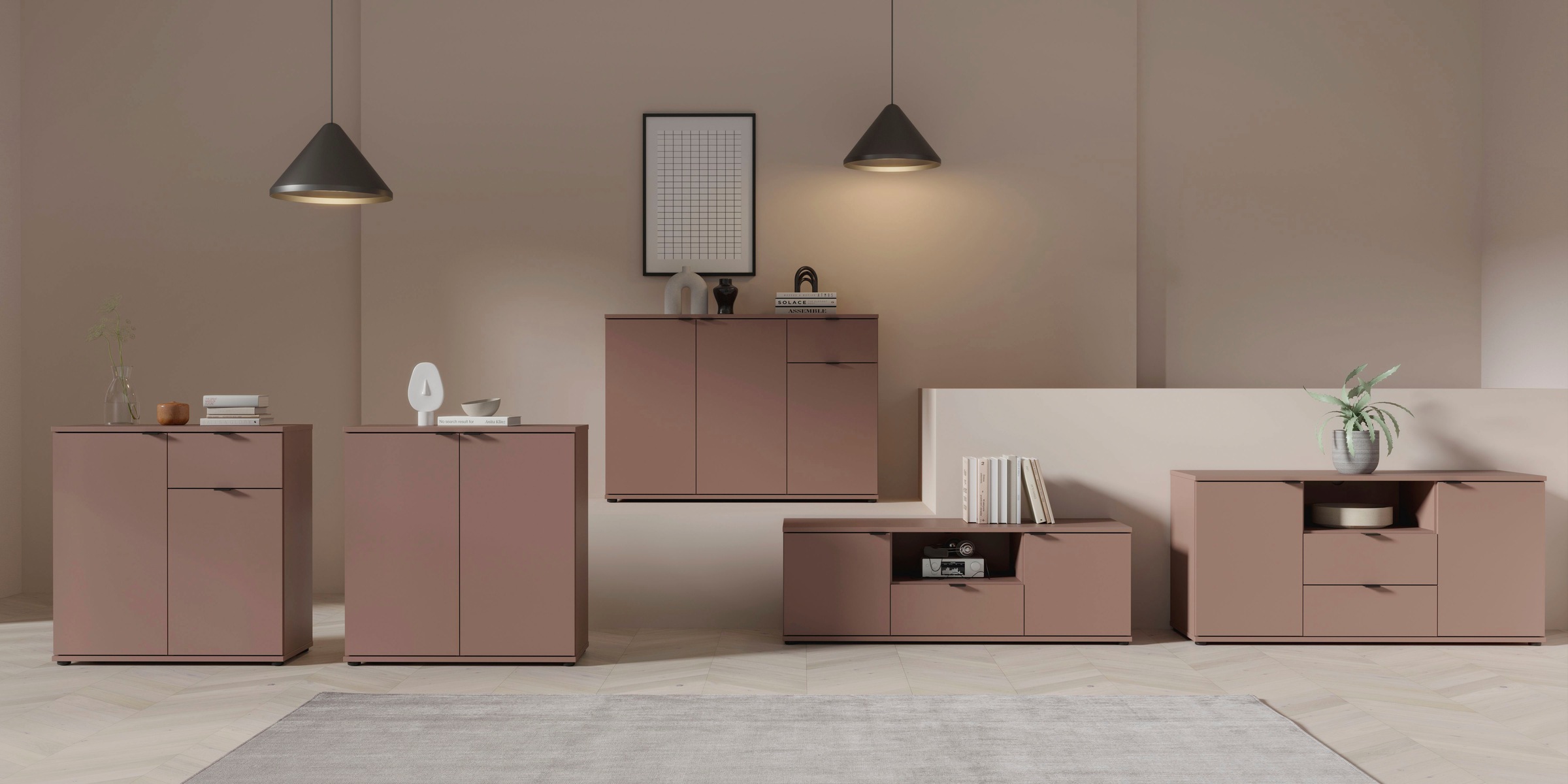FORTE Kommode »Ganymede«, Kommode, Stauraum, Schublade; Metallgriffe, 4 Dekore, Breite 80,1cm