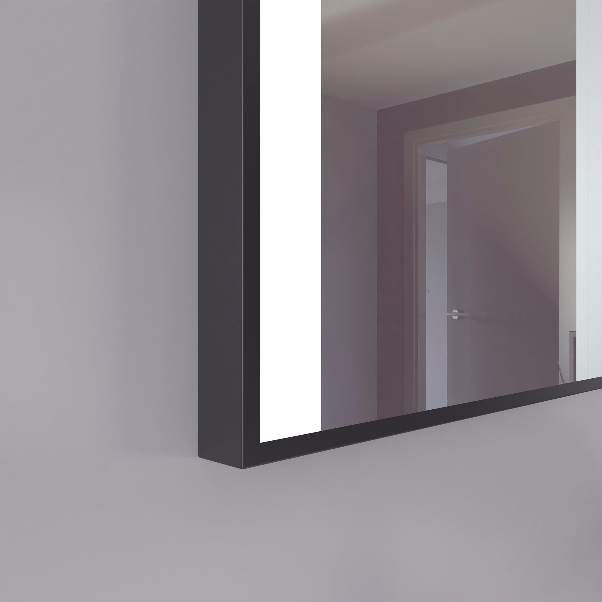 Loevschall Badspiegel »Libra Quadratisch, Badzimmerspiegel mit LED Beleuchtung« Touchpanel für Lichtsteuerung, Dimmbar Spiegel, Dänisches Design