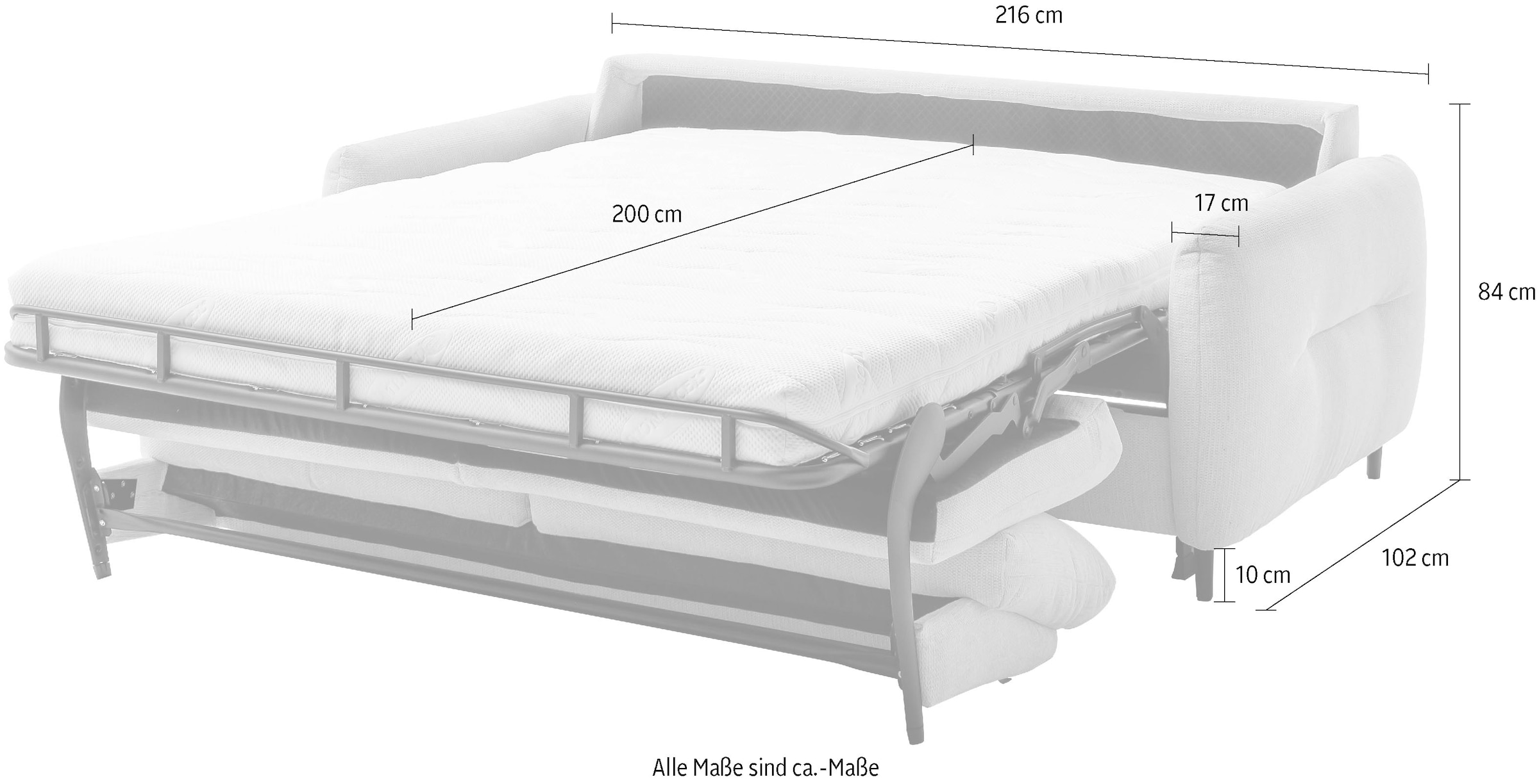 Home affaire 3-Sitzer »Clevina, Schlafsofa mit Kaltschaummatratze, Breite 216 cm« Sofa & Bett in einem – kinderleicht ausklappbar & freistellbar im Raum