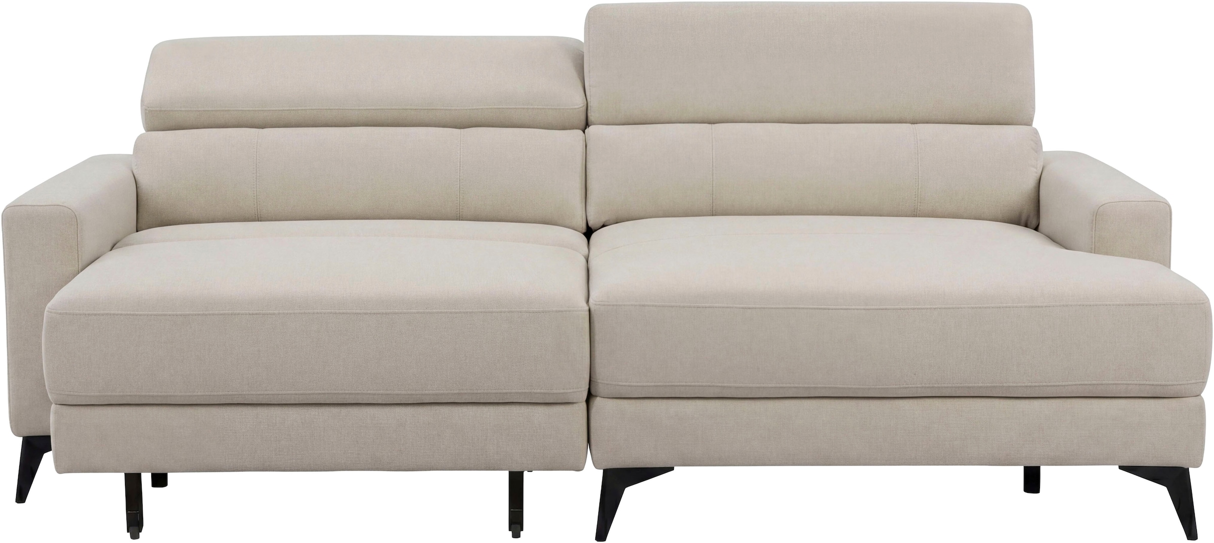 OTTO home Ecksofa »LEWII, L-Form, 225 cm - elektr. Schlafsofa und Sitztiefenverstellung« mit USB A/C-Anschluss. Federkern, verstellbaren Kopfstützen, Webstoff