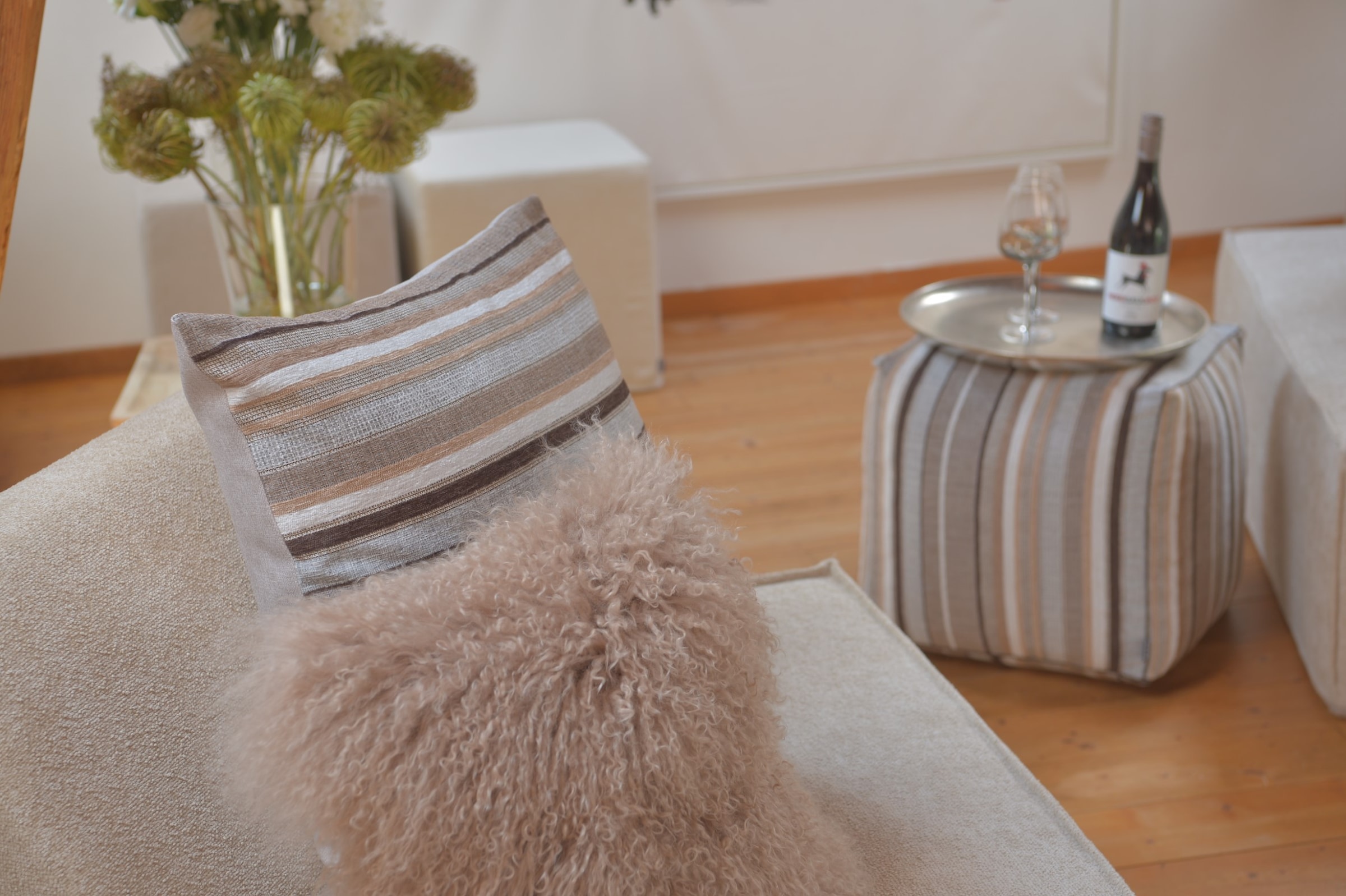 H.O.C.K. Dekokissen »Mary« Rückenkissen inkl. Füllung, 60x60cm, Dekokissen Streifen, pink