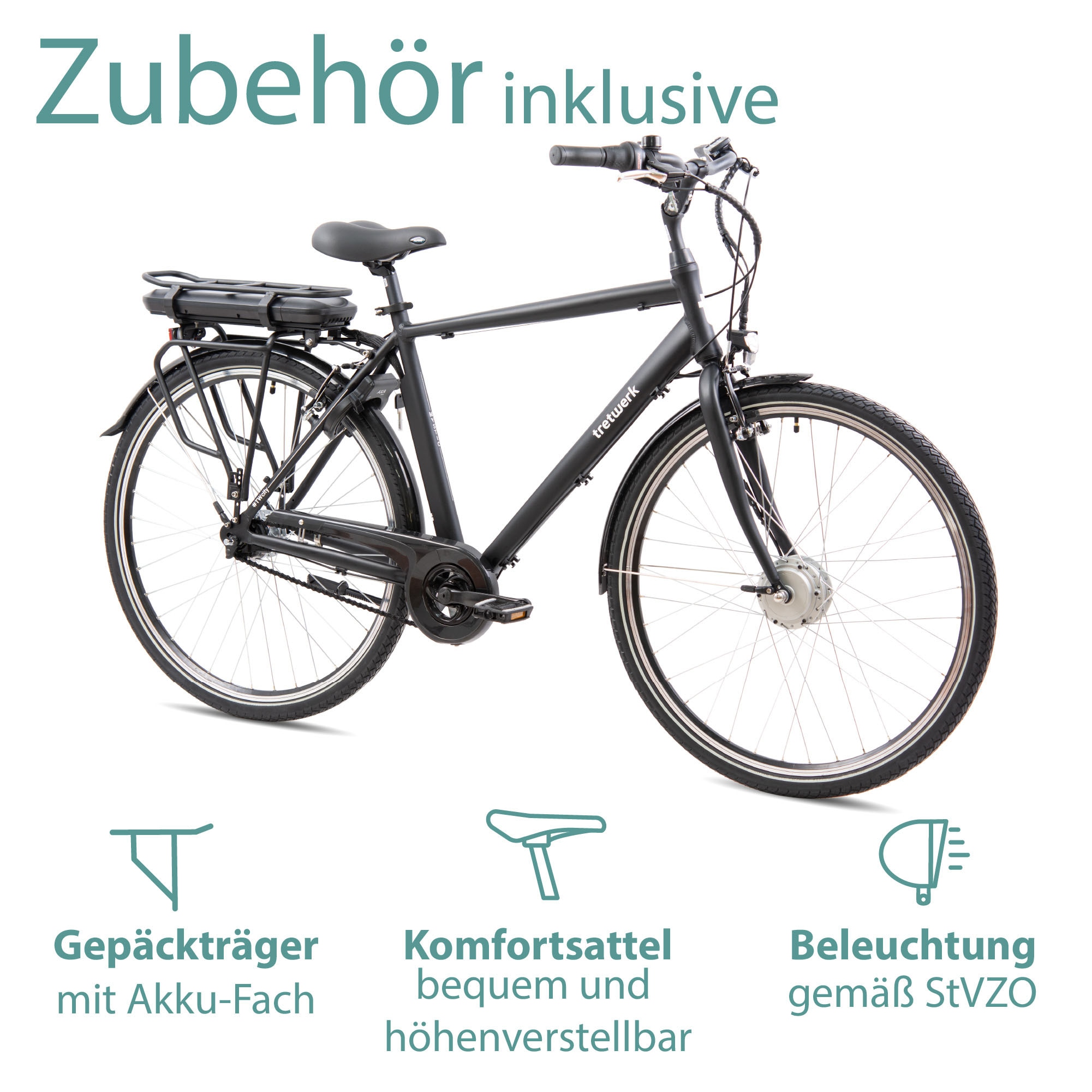 Tretwerk »Mystic« 7 Gang Nabenschaltung Frontmotor 250 W Pedelec, Elektrofahrrad für Damen u. Herren
