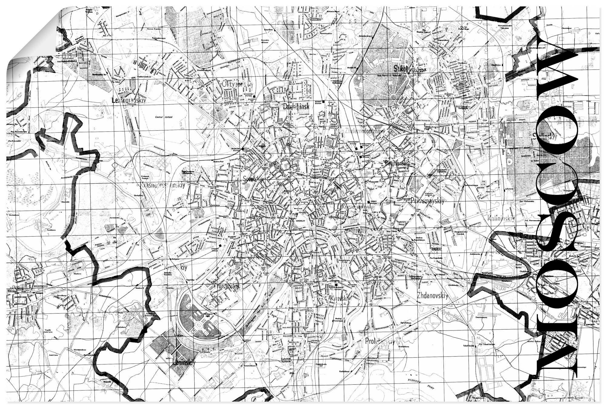 Artland Wandbild »Moskau Karte Straßen Karte«, Russland, (1 St.), in vielen Größen & Produktarten - Alubild / Outdoorbild für den Außenbereich, Leinwandbild, Poster, Wandaufkleber / Wandtattoo auch für Badezimmer geeignet