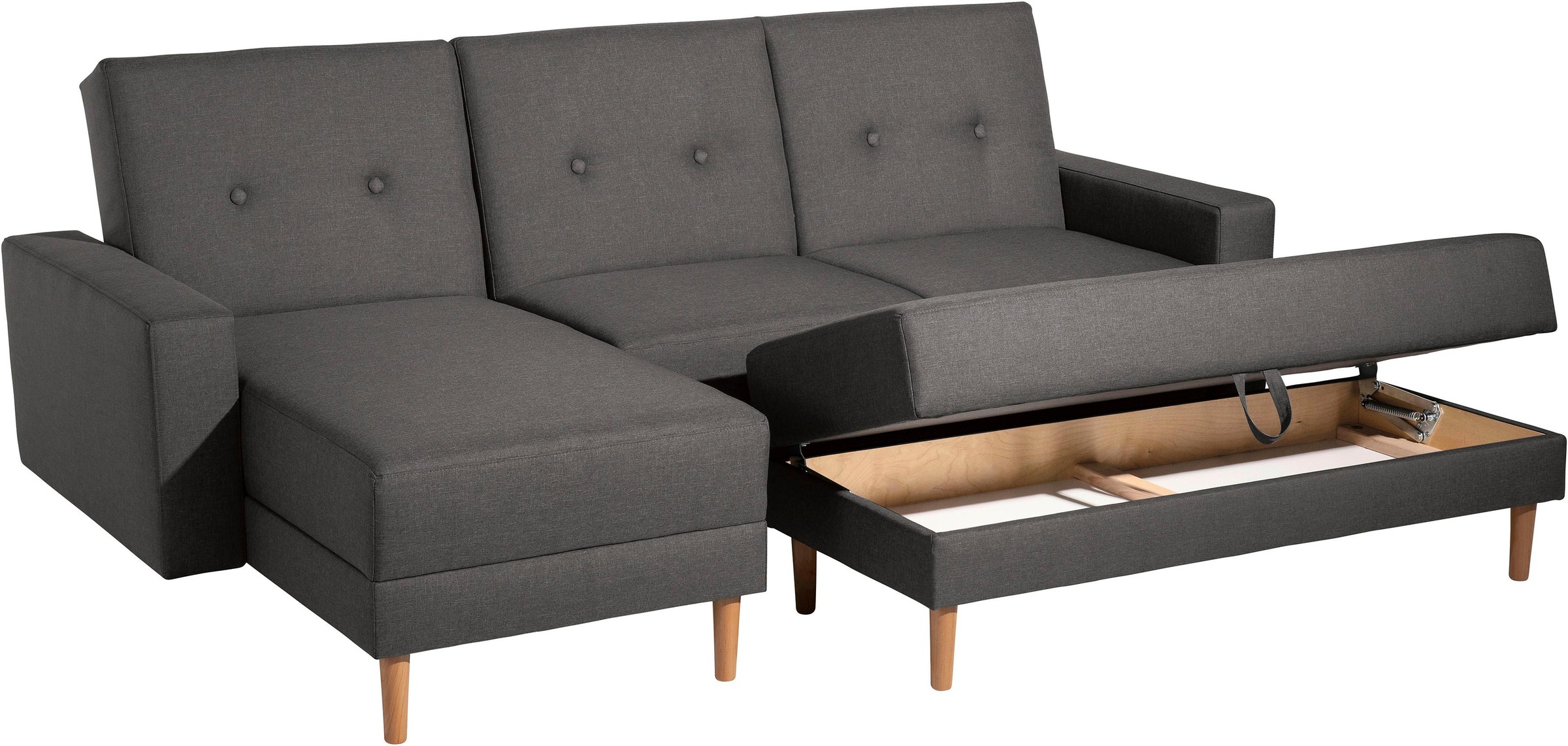 Max Winzer® Ecksofa »Just Chill«, Schlafsofa mit Recamiere, Rückenverstellung, inklusive Stauraumhocker