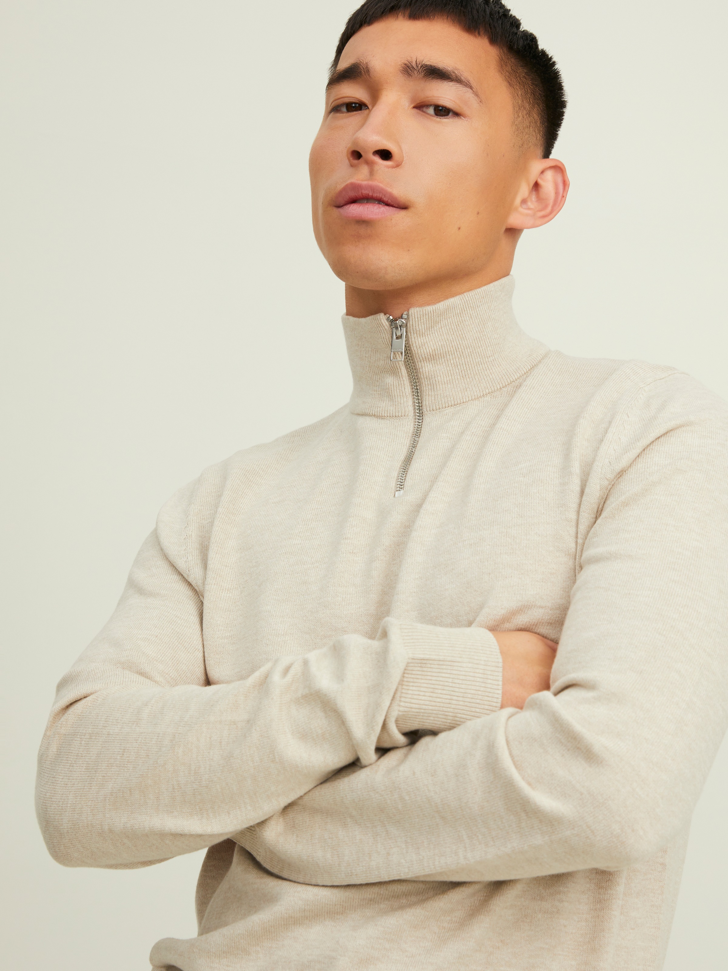 Jack & Jones Strickpullover »EMIL KNIT HALF ZIP« mit kurzem Reißverschluss im Troyer-Look