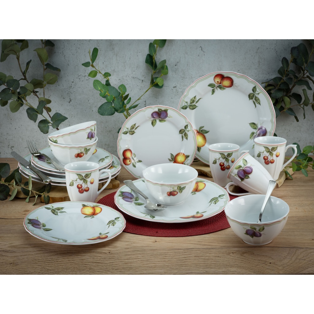 CreaTable Kombiservice »Geschirr-Set Flora Orchard«, (Set, 16 tlg., Kaffeeservice und Tafelservice im Set, für 4 Personen)