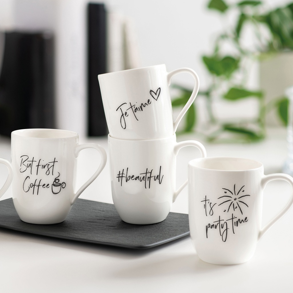 Villeroy & Boch Becher »Becher mit Henkel 'Je t'aime' Becher Liebe Statement 290 ml 6er Set weiß«
