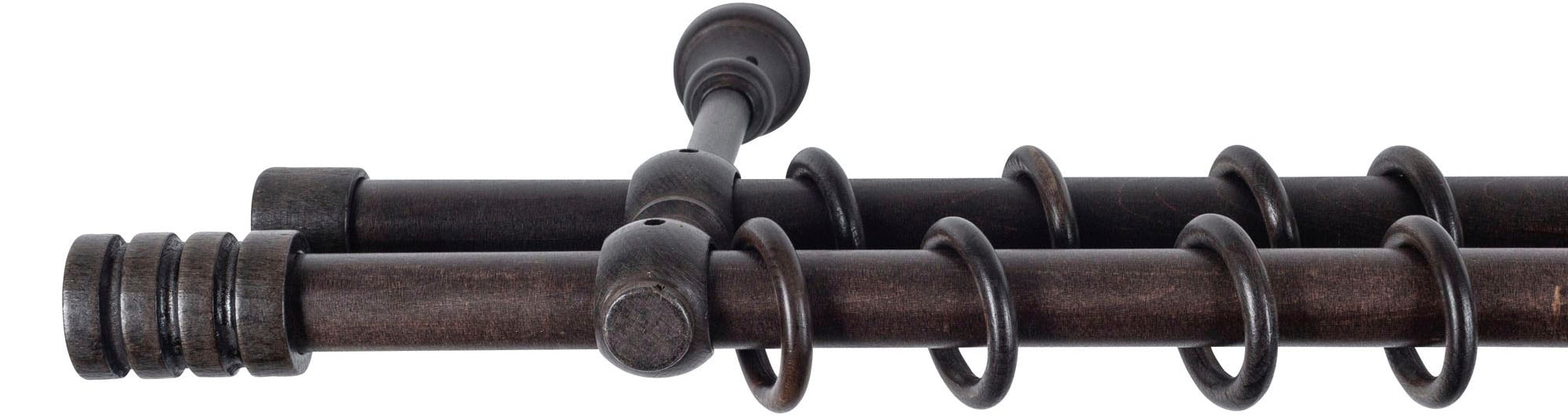 SN DECO GROUP Gardinenstange »Pisa« 2 läufig-läufig Fixmaß 28 mm, Holz, verschiedene Längen und Farben, Komplettset