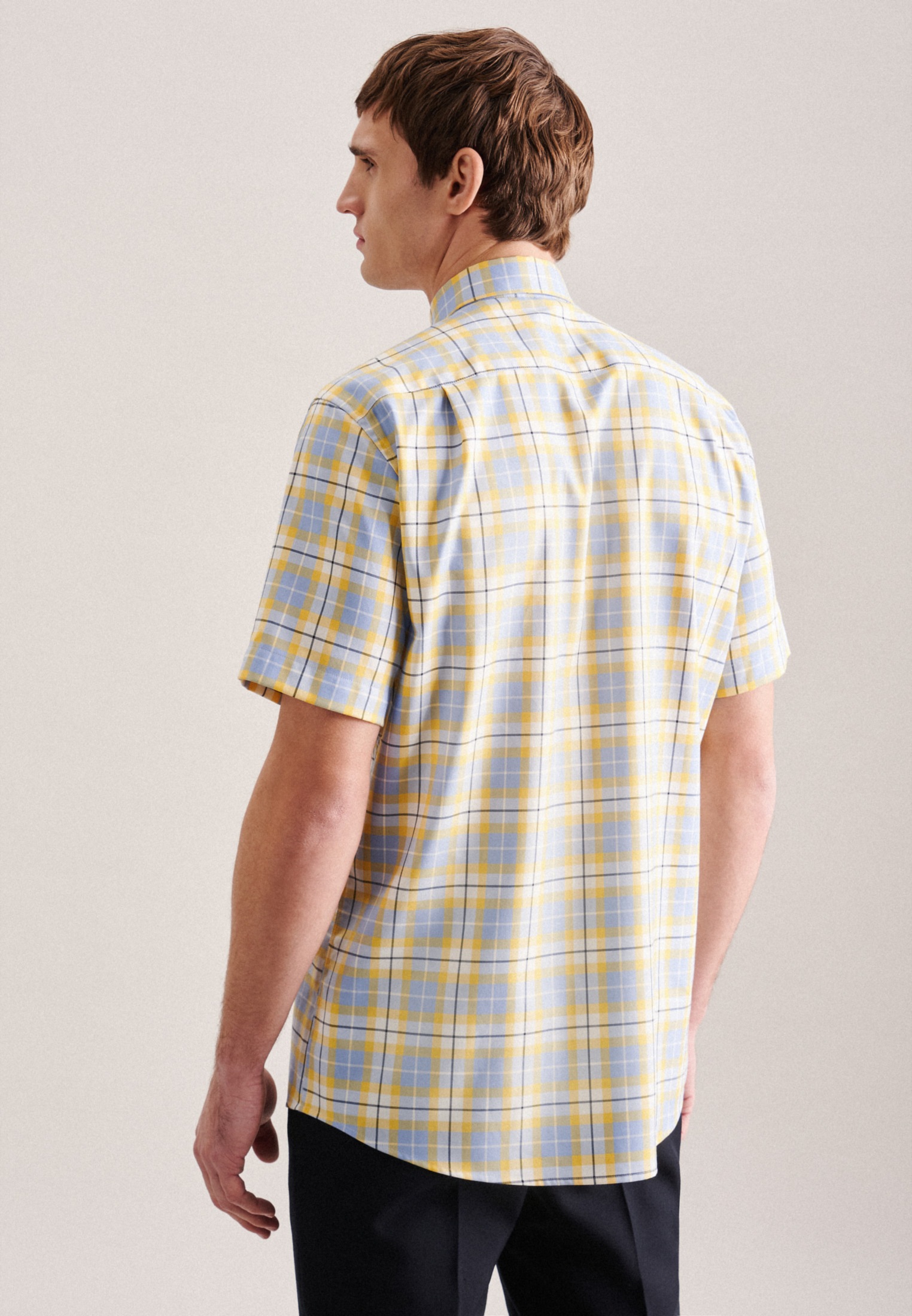 seidensticker Businesshemd »Regular«, Regular Kurzarm Button-Down-Kragen Karo