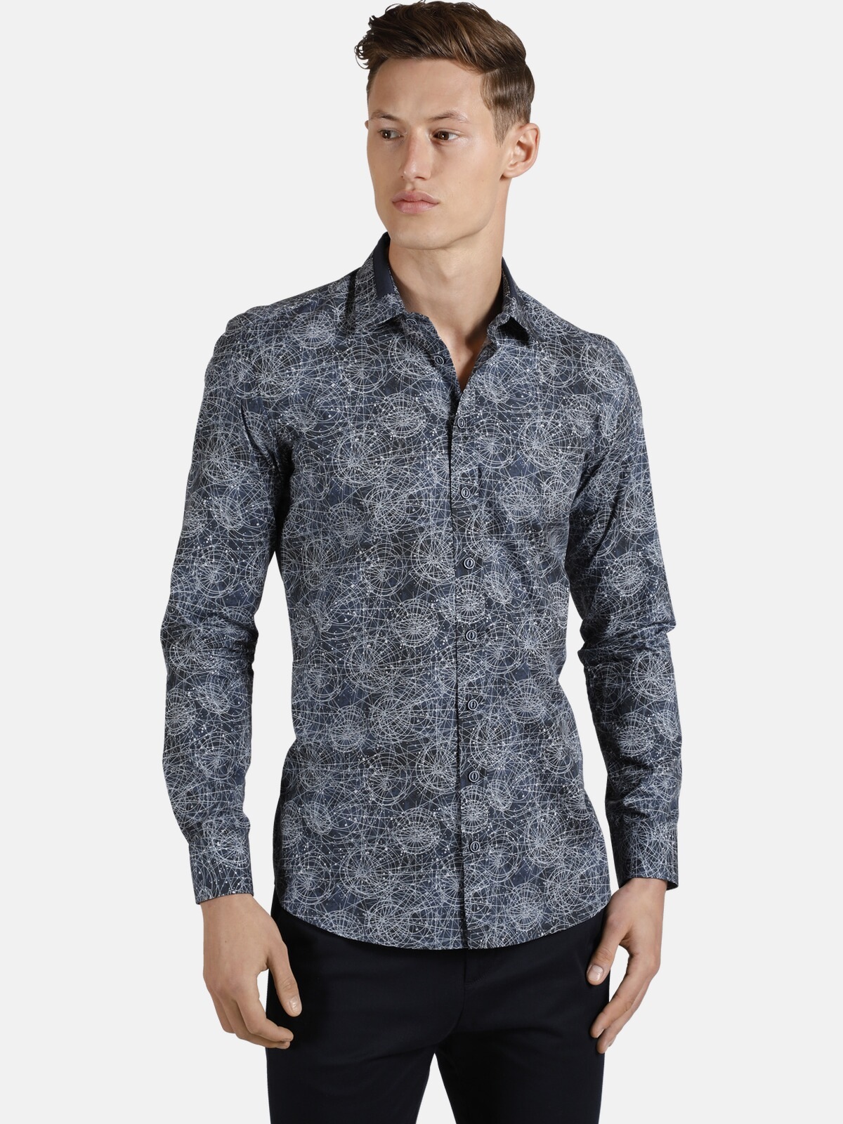 SHIRTMASTER Langarmhemd »galaxies«, mit gedrucktem Universum