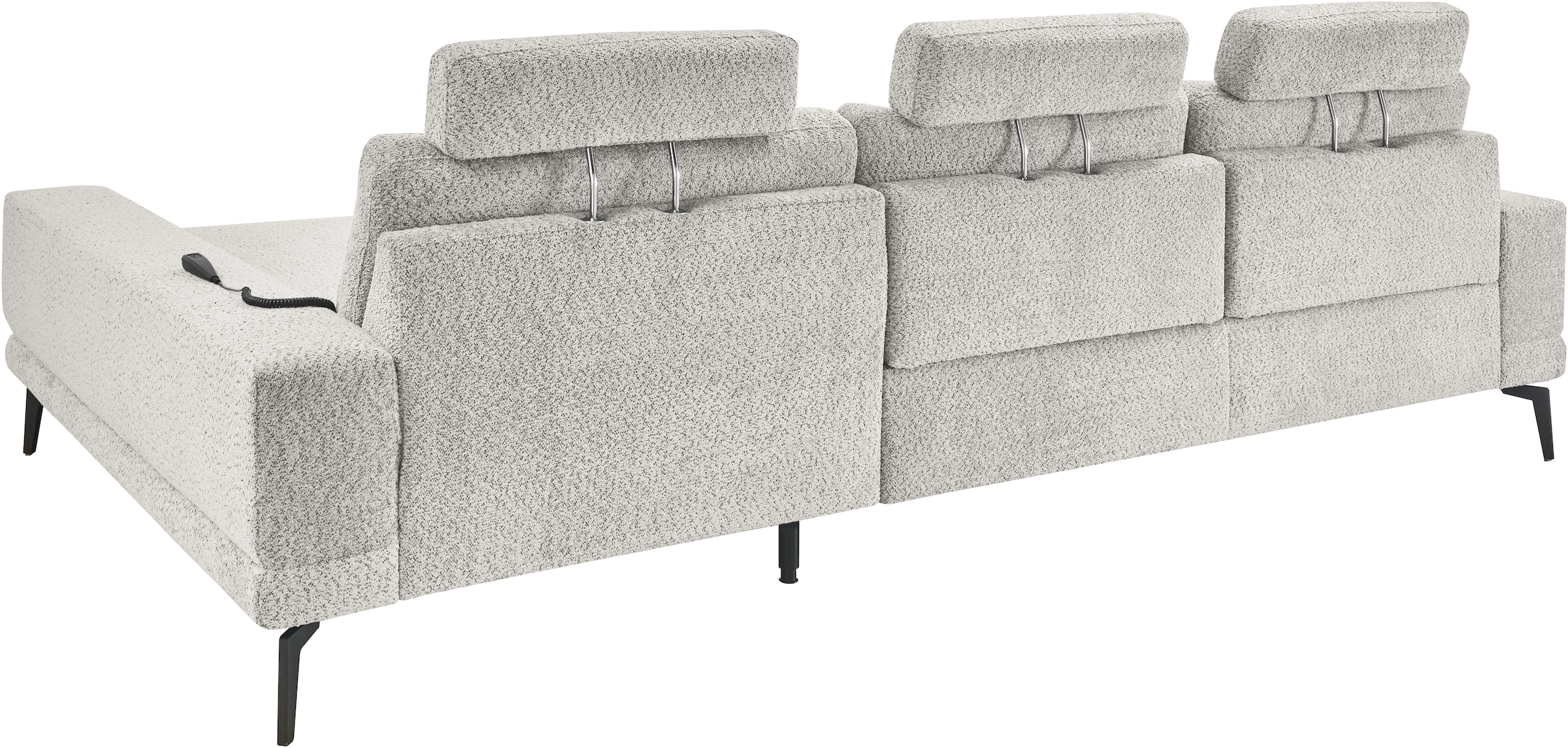 set one by Musterring Ecksofa »SO 3600, inkl motor. Sitztiefenverstellung, Kopfstützen, Nierenkissen«, Sitzhöhe 44 cm, Federkern, Breite 293 x Tiefe 180 cm, Kama silver