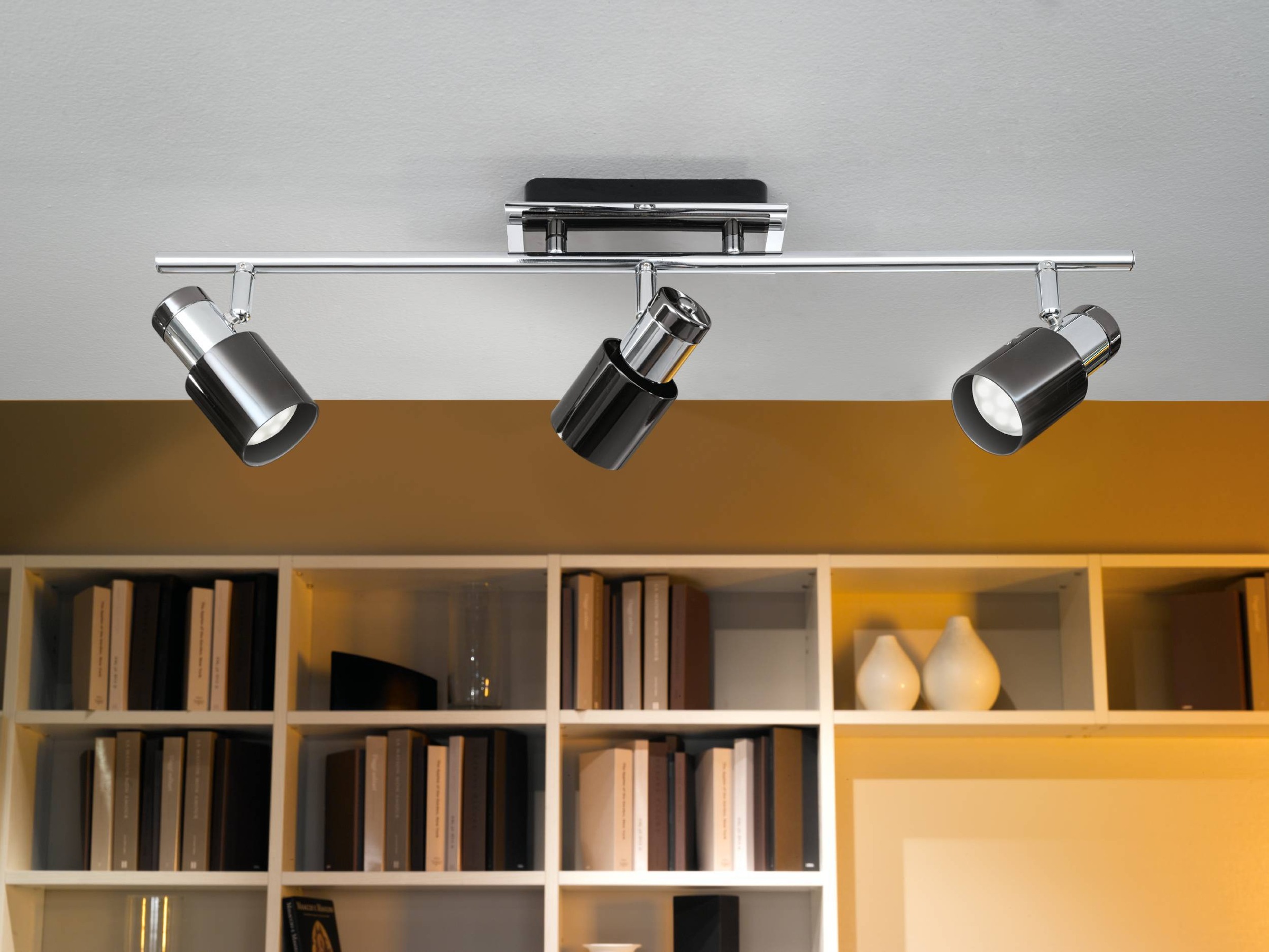 EGLO Deckenleuchte »Davida 1 Deckenlampe, Deckenspot aus Metall, Wohnzimmerlampe, GU10« GU10 1 Stk. Spot - L58 x B7 cm - nickel-nero - 3X4,6W inkl.