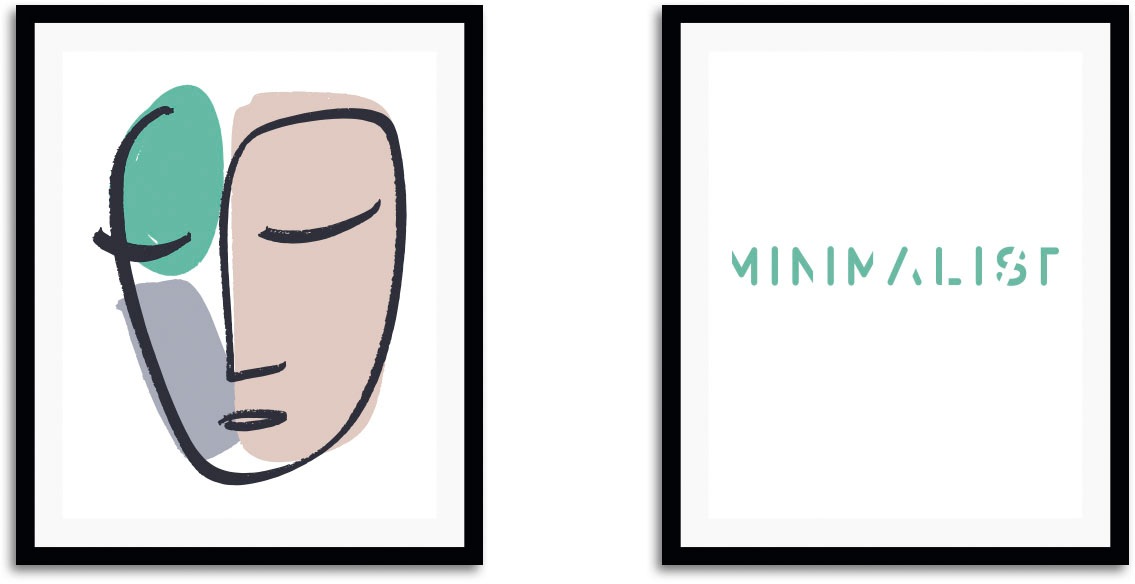 queence Bild »Minimalistic«, Schriftzug, (2 St.), gerahmt