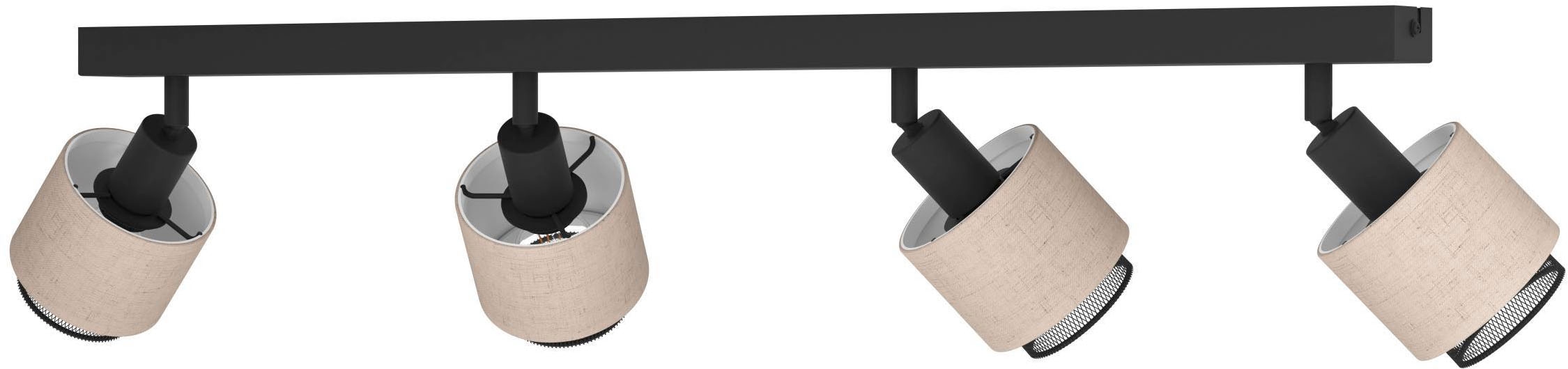 EGLO Deckenleuchte »Rosley Deckenstrahler, Textil und Metall, schwenkbare Spots, E14« E14 1 Stk. Spot - L75 x B9 x H18,5 cm - schwarz - 4X40W exkl.