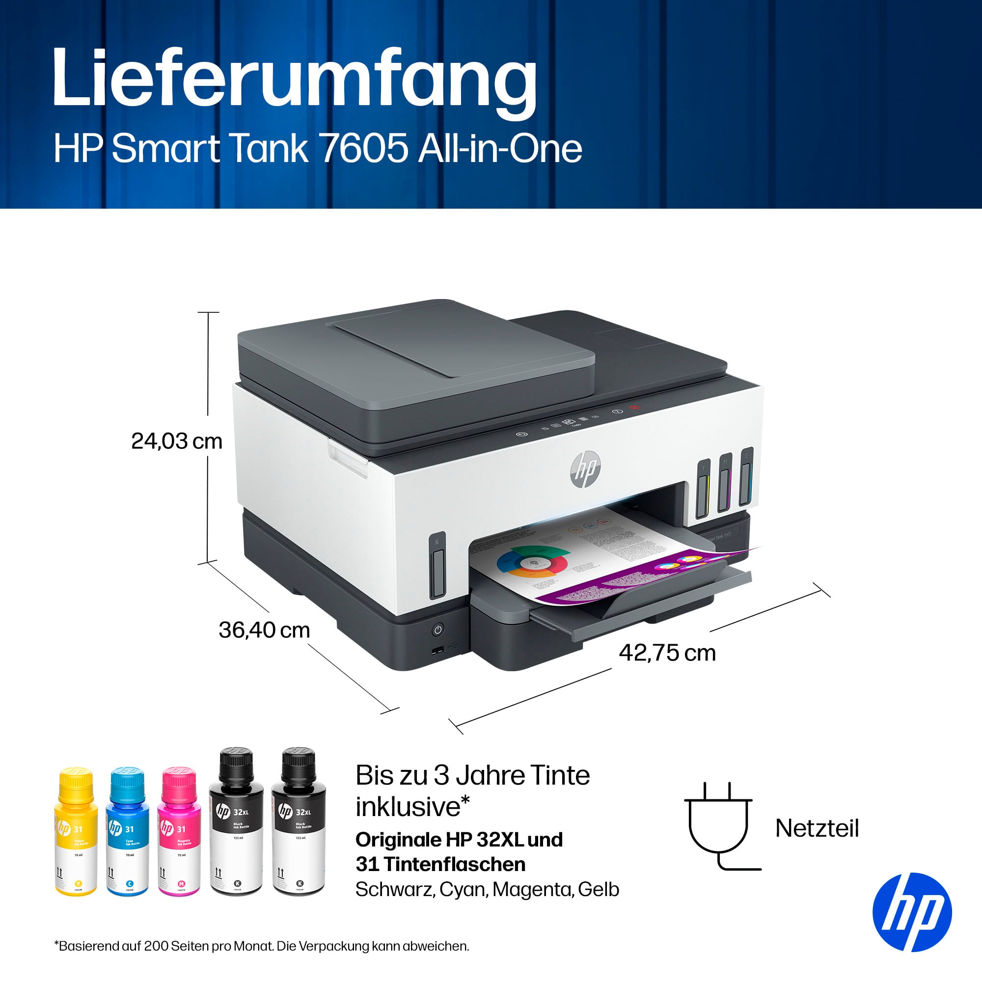 HP Multifunktionsdrucker »Smart Tank 7605« Bis zu 50€ Cashback sichern! Nur bis zum 31.10.2026