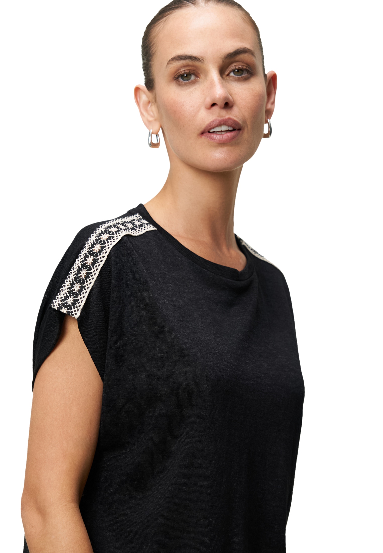 Zero Shirttop »Shirt mit Kontraststickerei«