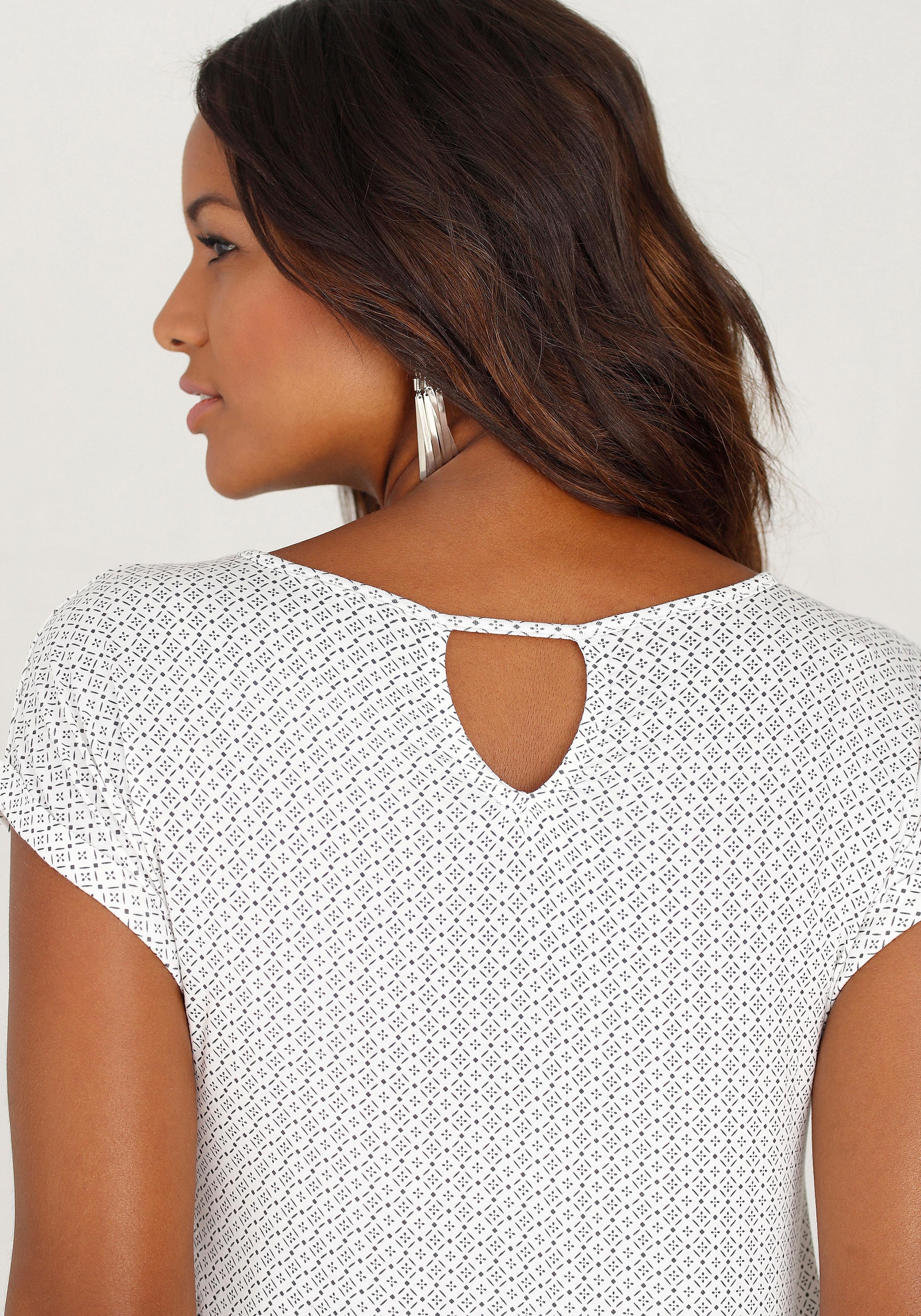 LASCANA Kurzarmshirt »mit modischem Cut-Out«, (2er-Pack), aus weichem Viskose-Stretch
