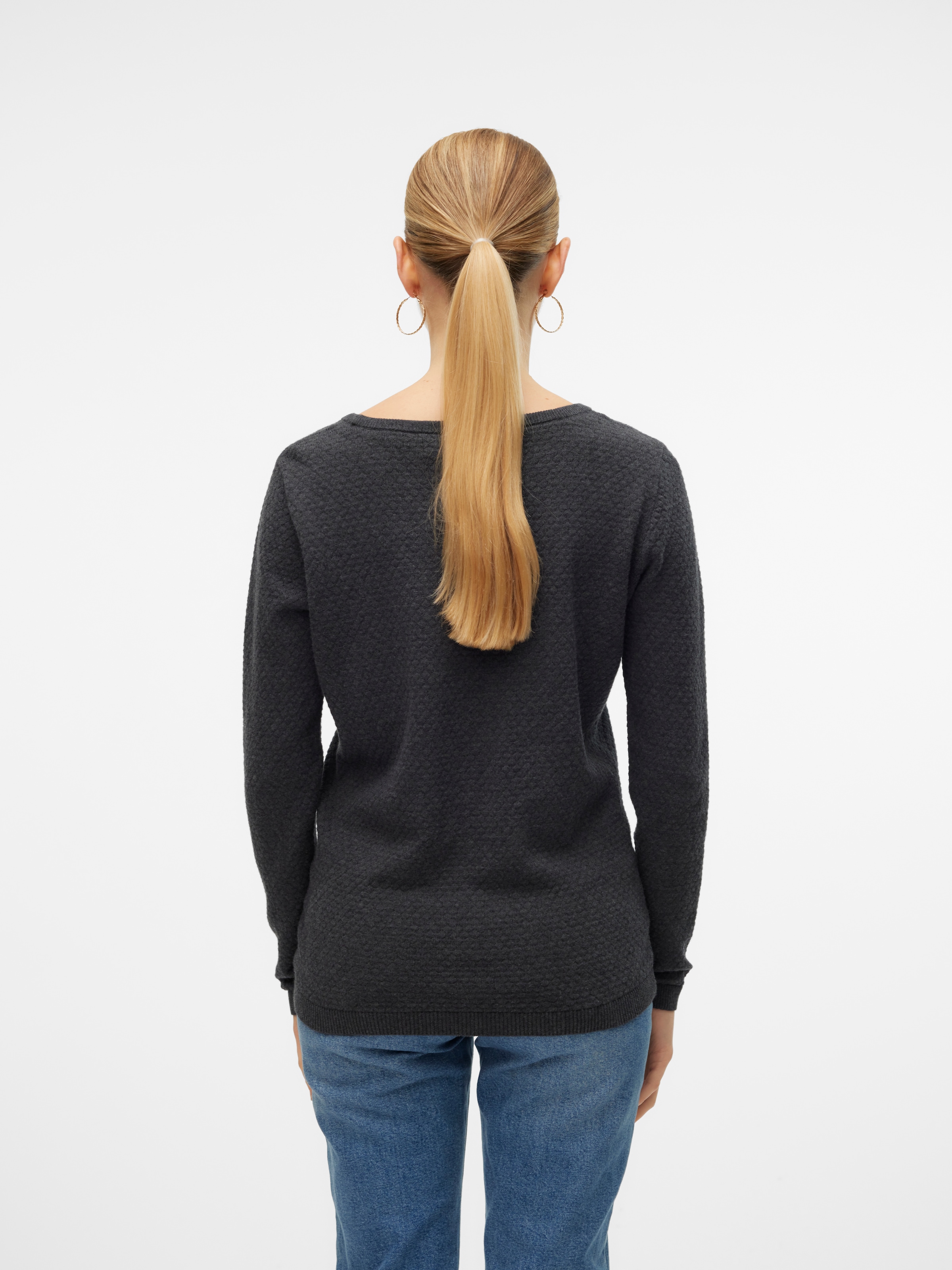 Vero Moda Rundhalspullover »VMCARE STRUCTURE LS O-NECK BLOUSE« aus Bio-Baumwolle