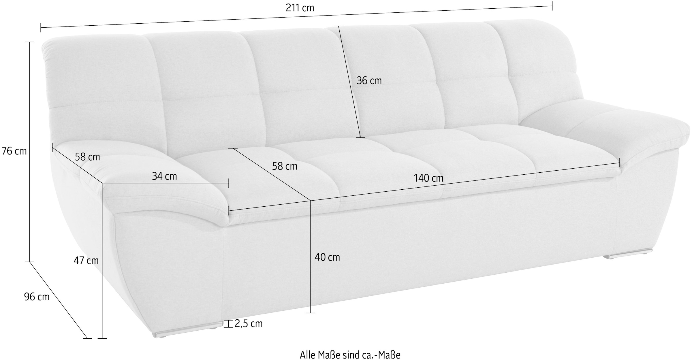 DOMO collection 2-Sitzer »Lagoa, moderne Sitzheftung, bequem und komfortabel«, frei im Raum stellbar, in großer Farbauswahl