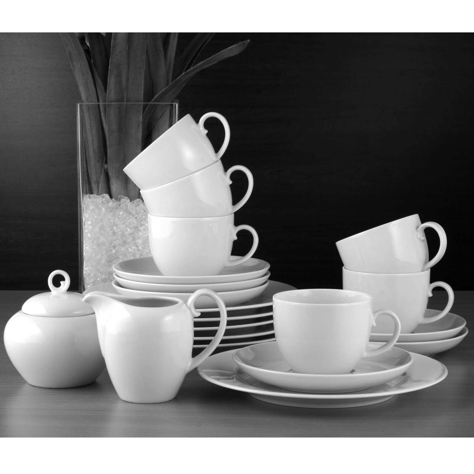 Seltmann Weiden Geschirr-Set »Kaffeeservice Rondo/Liane 20er Set weiß« Spülmaschinenfest, Mikrowellensicher, Ofenfest