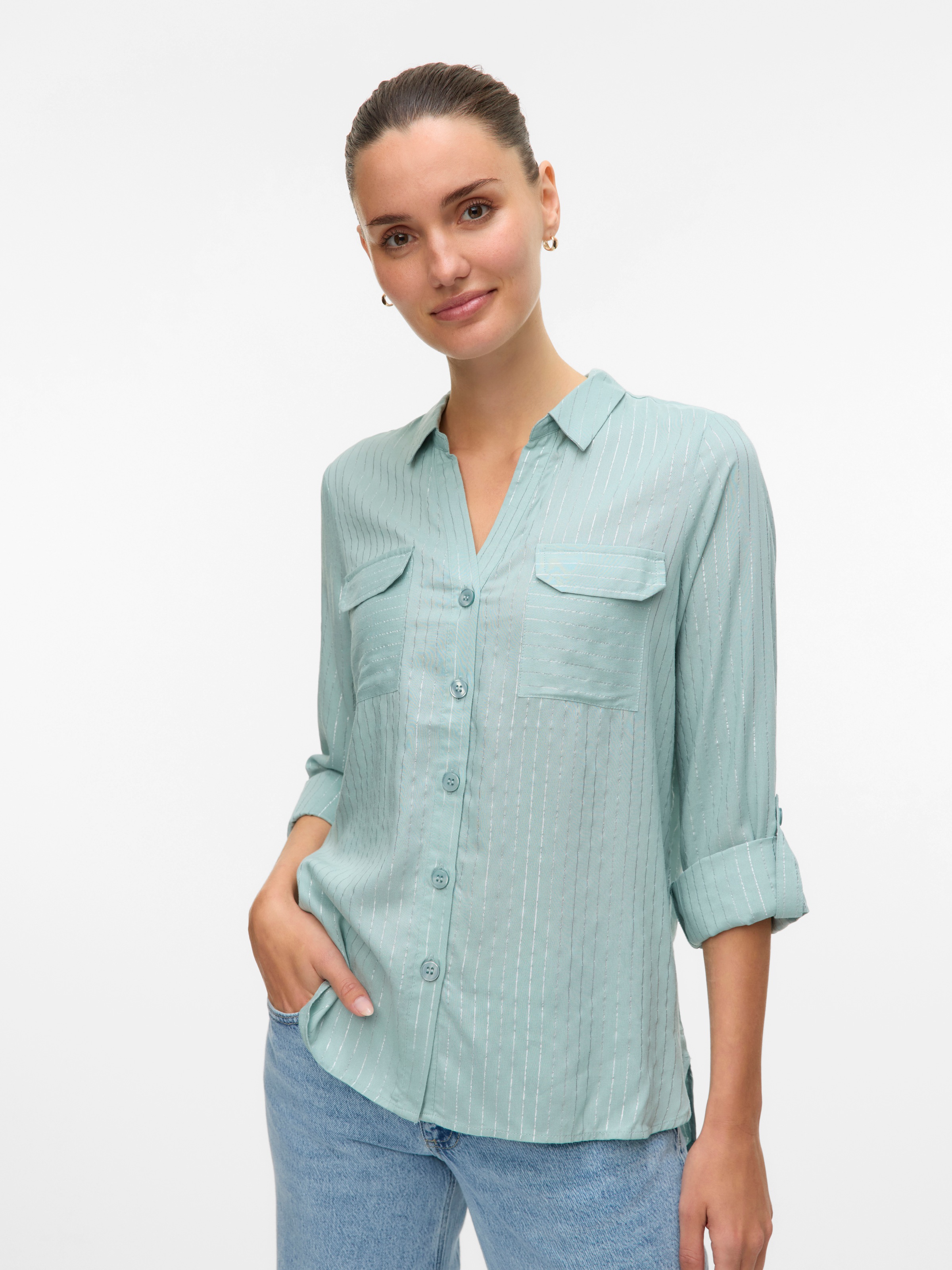 Vero Moda Hemdbluse »VMBUMPY LS GLITTER SHIRT WVN GA NOOS«, mit Glitzereffekt