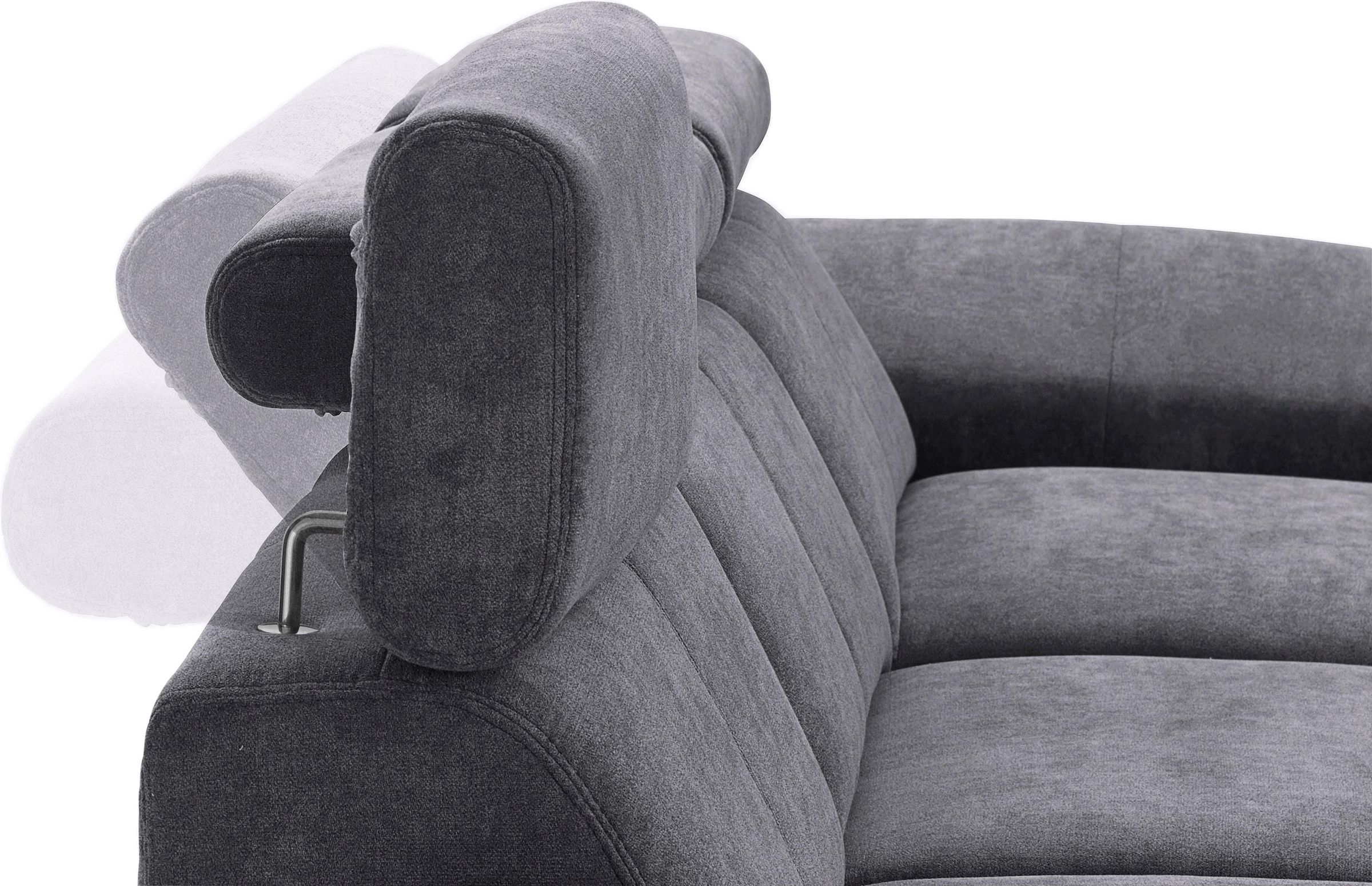 exxpo - sofa fashion Ecksofa »Salerno, inkl. Kopf- und Armteilverstellung, elegant & bequem, L-Form«, wahlweise mit Bettfunktion und Bettkasten, tolle Detailverarbeitung