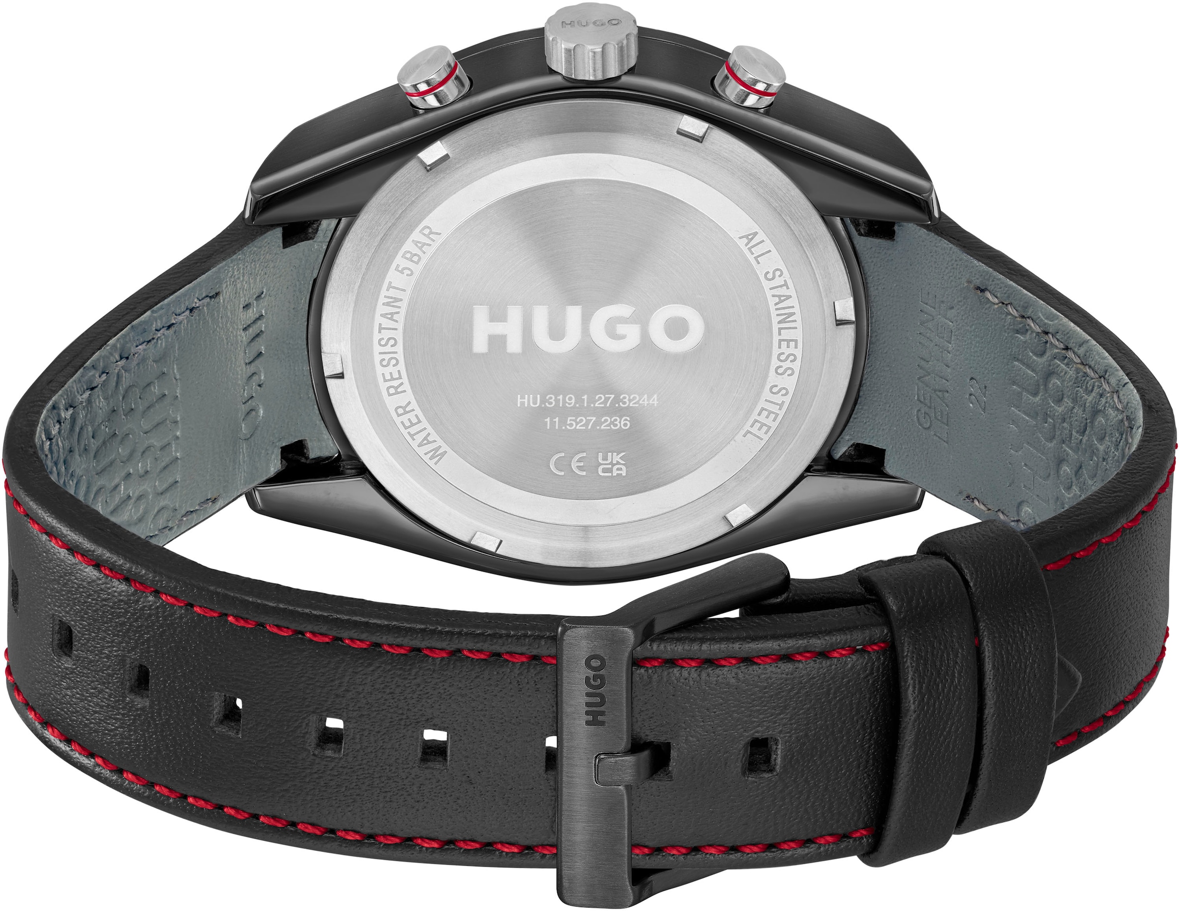 HUGO Multifunktionsuhr »#FAST«, Armbanduhr, Quarzuhr, Herrenuhr, Datum, Lederarmband
