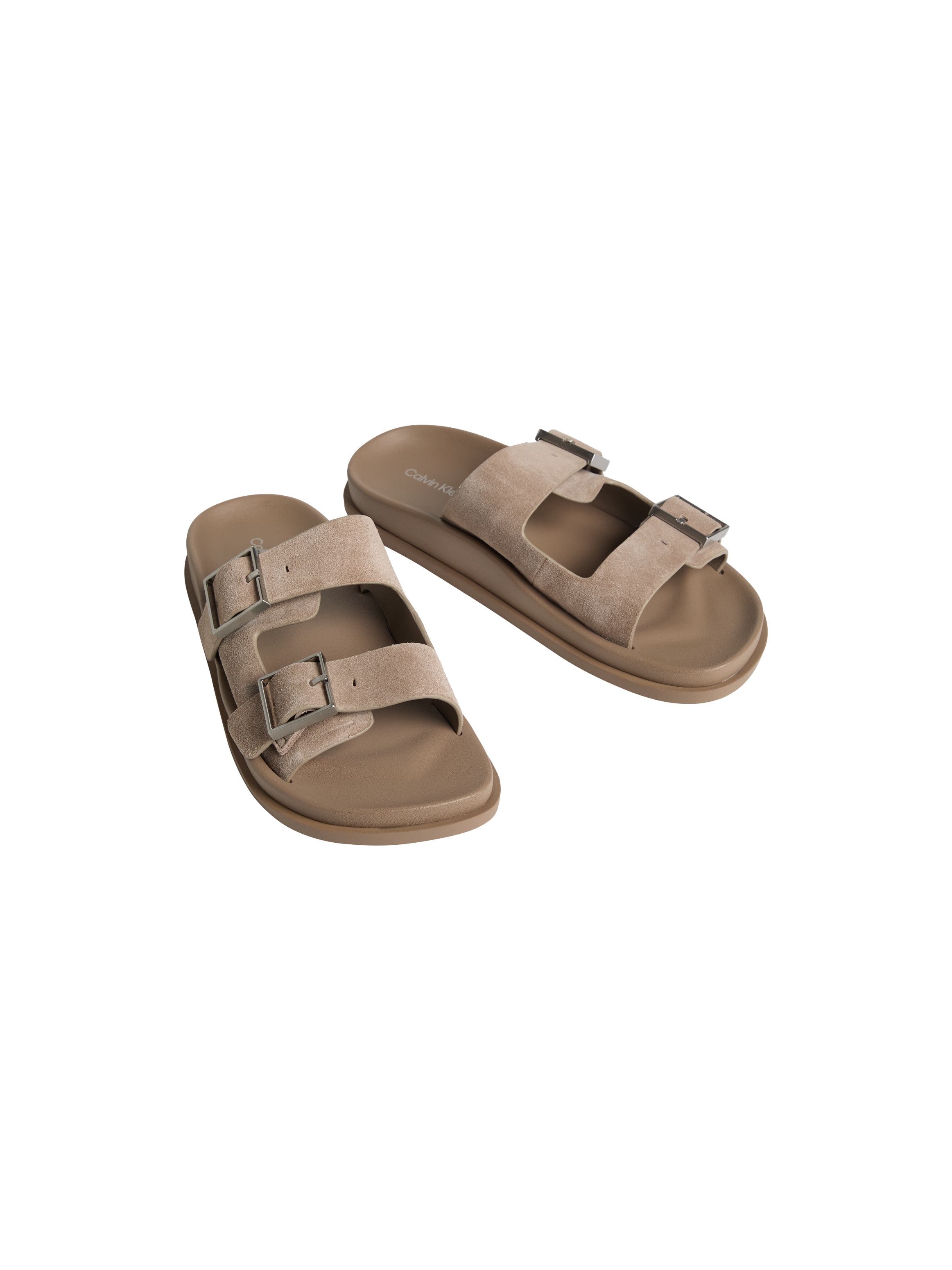 Calvin Klein Pantolette »CITY SANDAL BUCKLE SUEDE«  Sommerschuh, Flats mit Schnallenverschluss