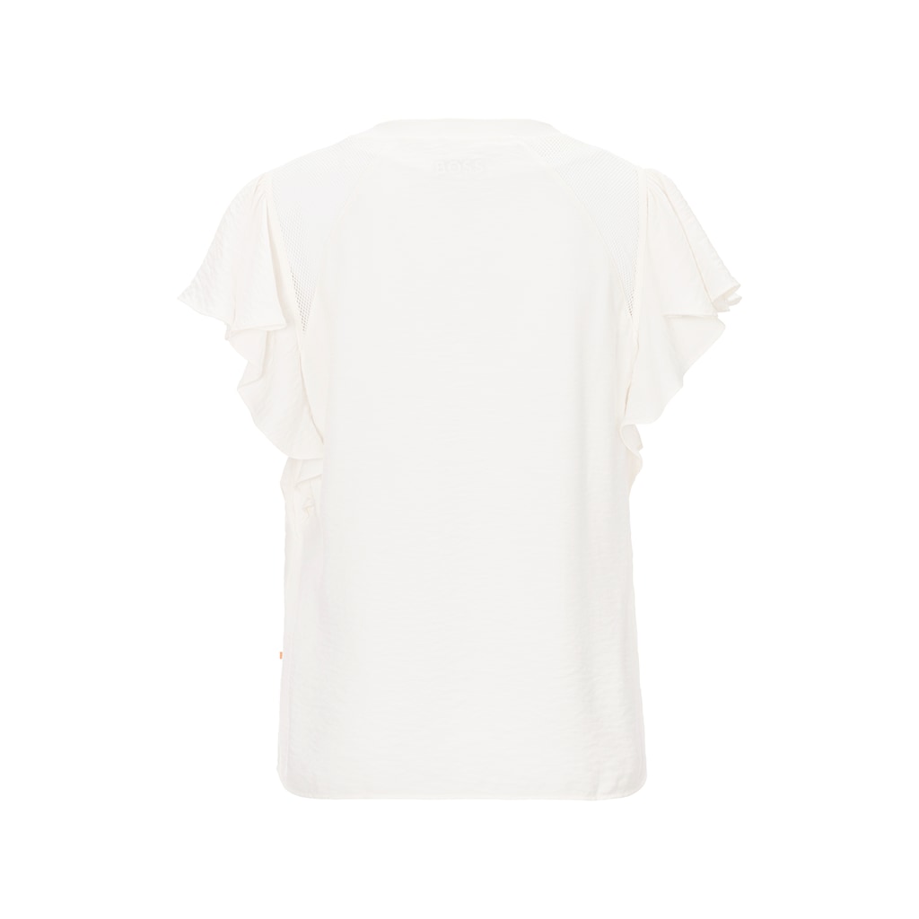 BOSS ORANGE Shirtbluse »C_Benissa Premium Damenmode«, mit Volant und Netzeinsätzen