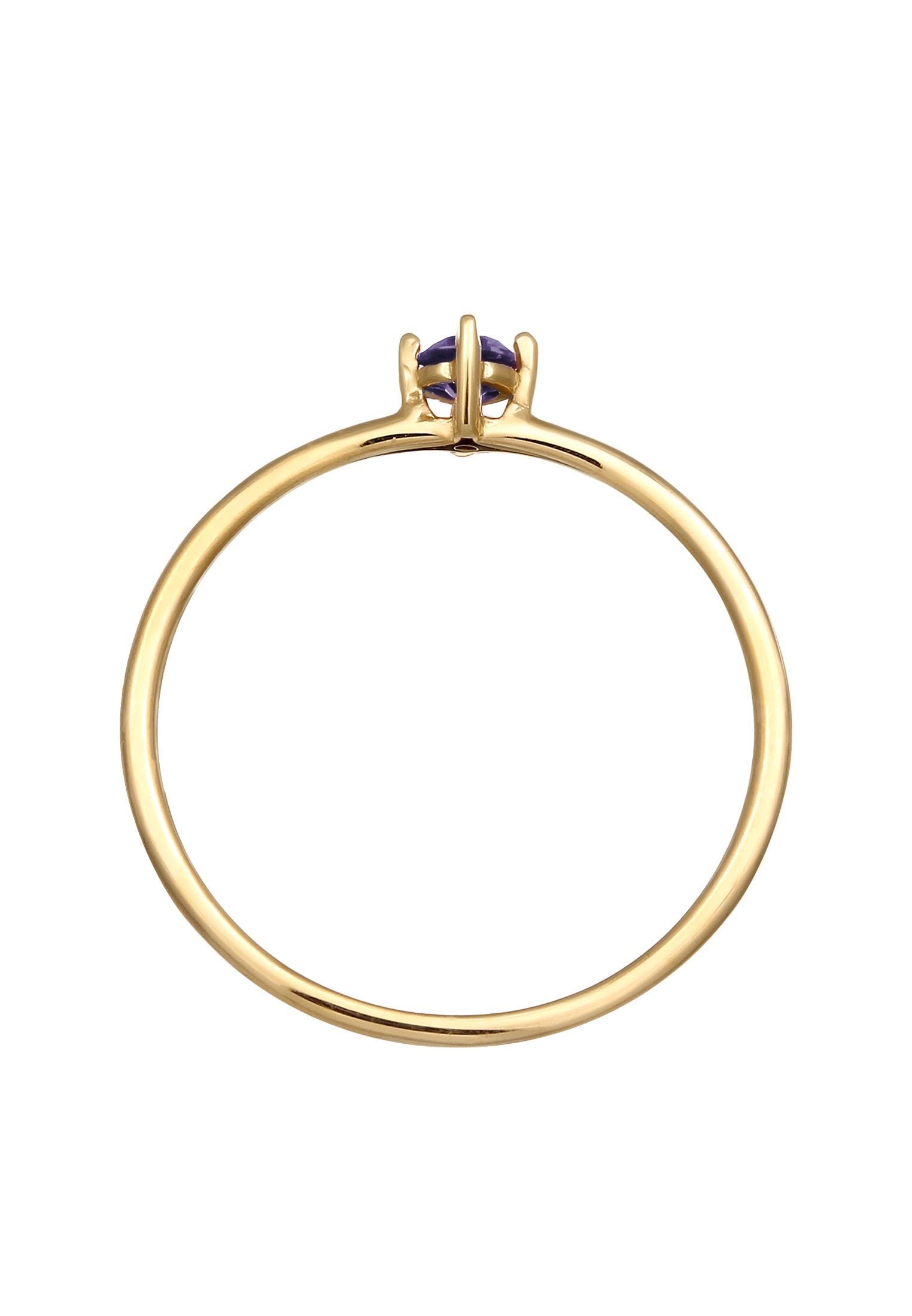 Elli Premium Silberring »Ring Solitär mit Lolite Edelstein Lila 375 Gelbgold«