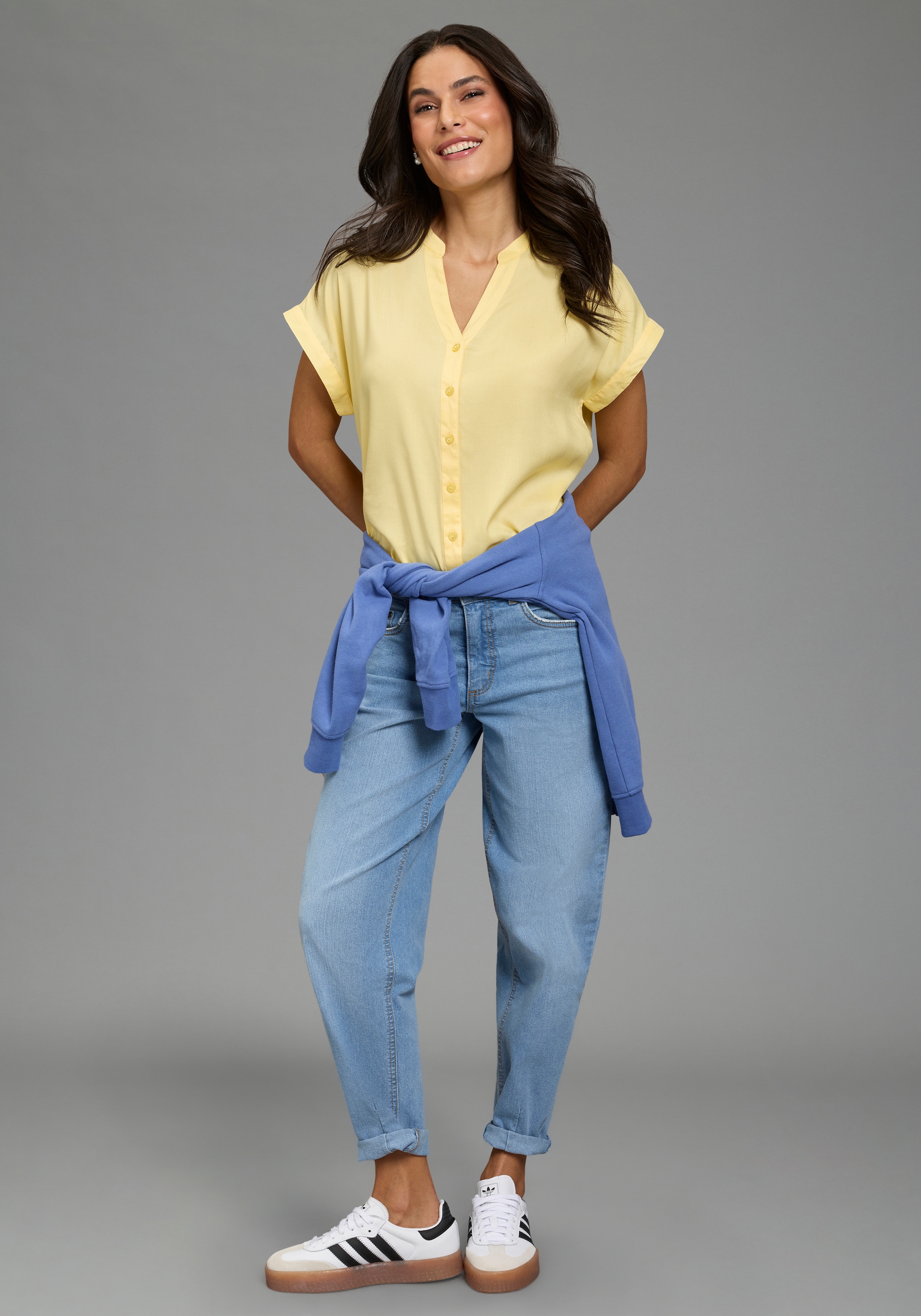 Boysen's Hemdbluse im Oversized-Style mit Ballonsaum