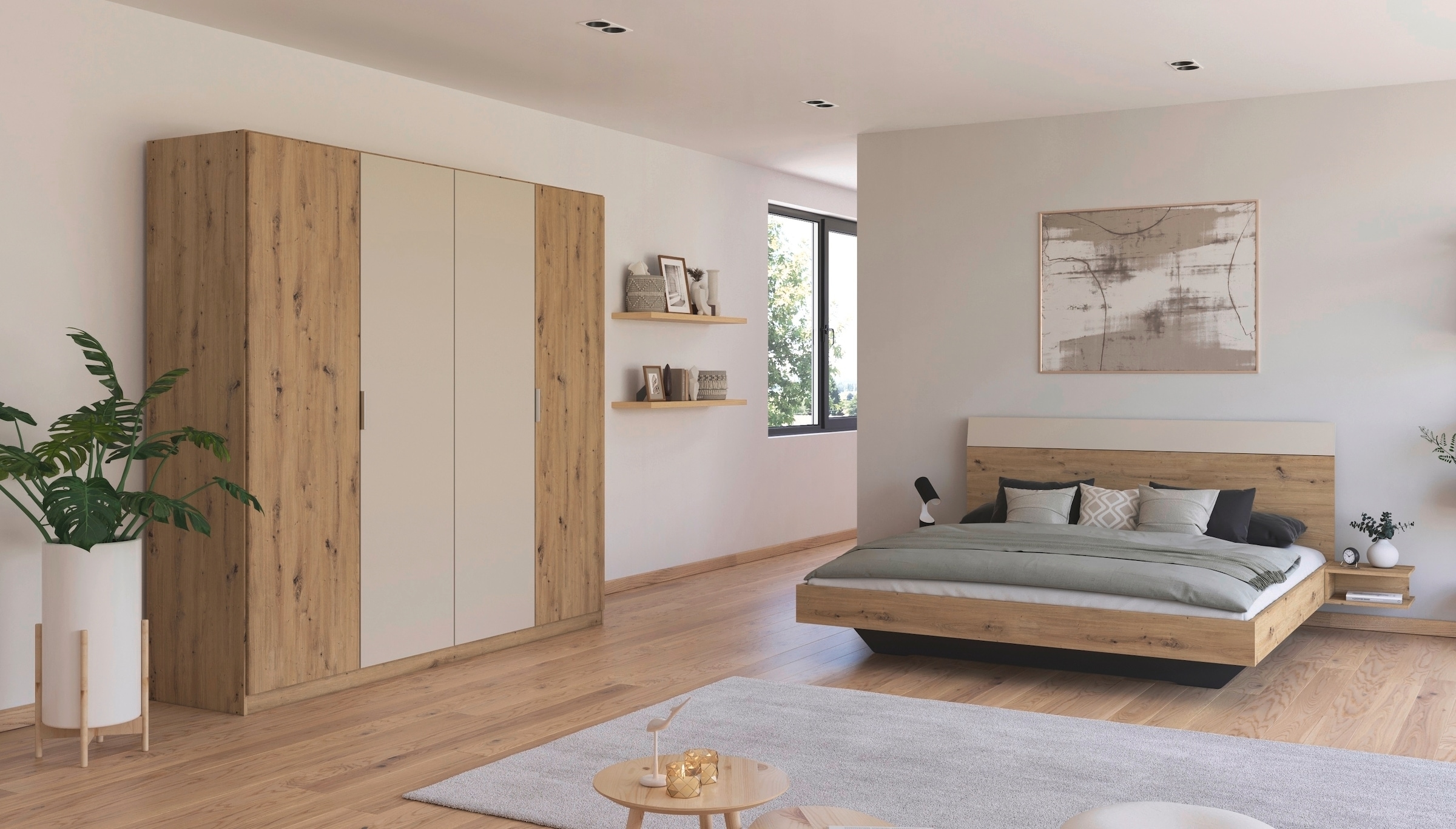 Rauch Schlafzimmer-Set »Monza« mit Drehtürenschrank Breite 226 cm, Bettanlage in 2 Breiten in braun