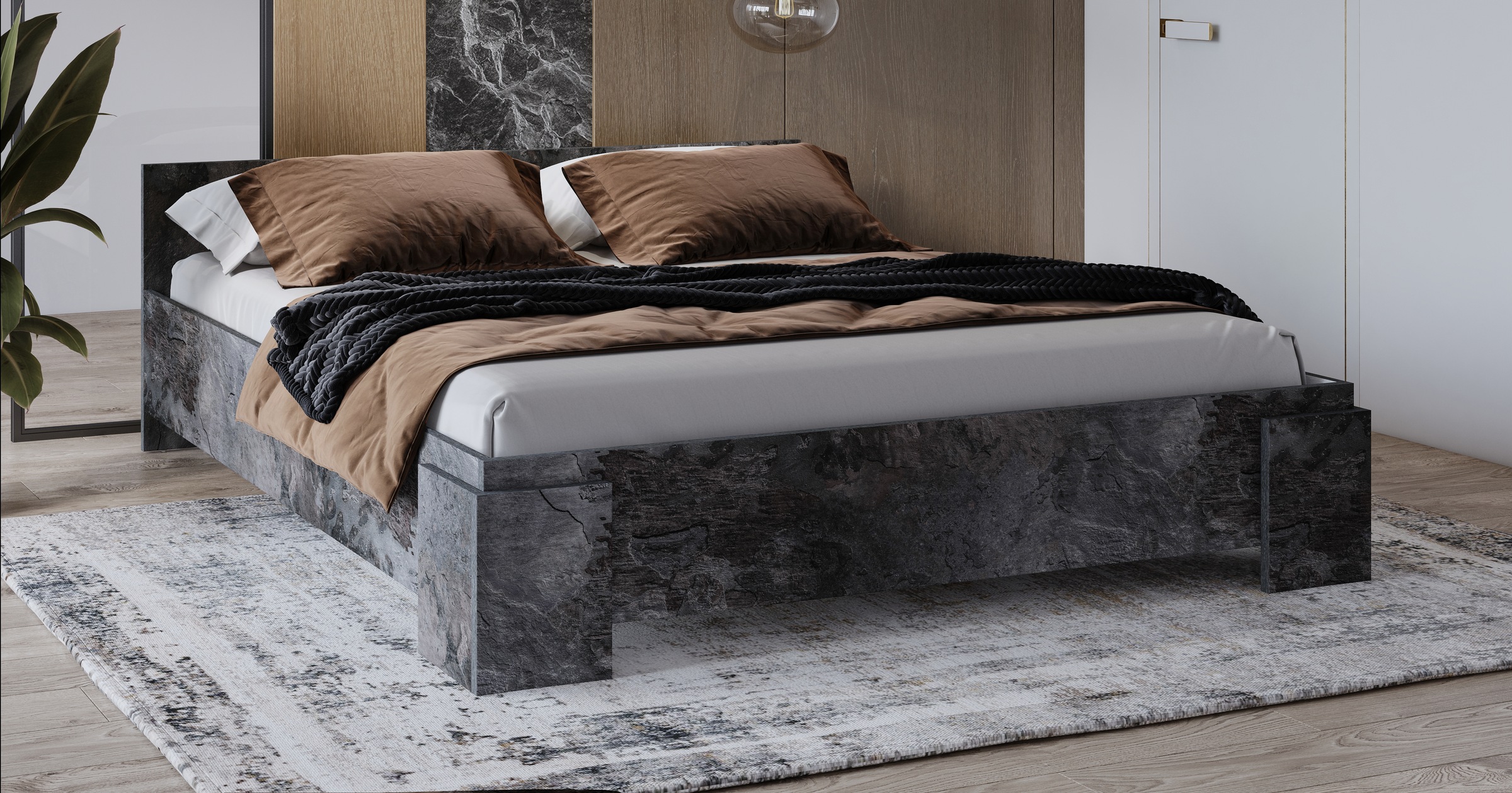 INOSIGN Bettgestell »India, FSC-zertifizierter Holzwerkstoff, Made in Europe«, Doppelbett 160x200 oder 180x200cm, weiß oder schieferfarben