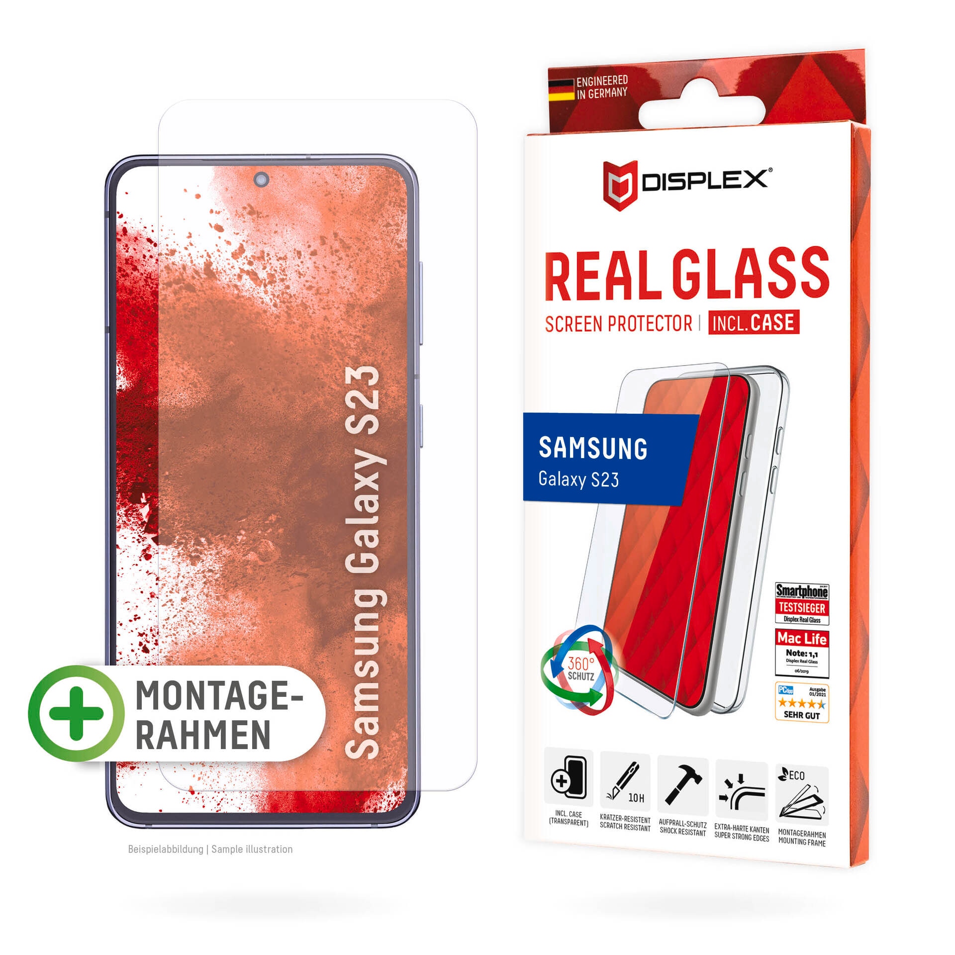 Displayschutzglas »Real Glass + Case - Samsung Galaxy S23«, für Samsung Galaxy S23,...