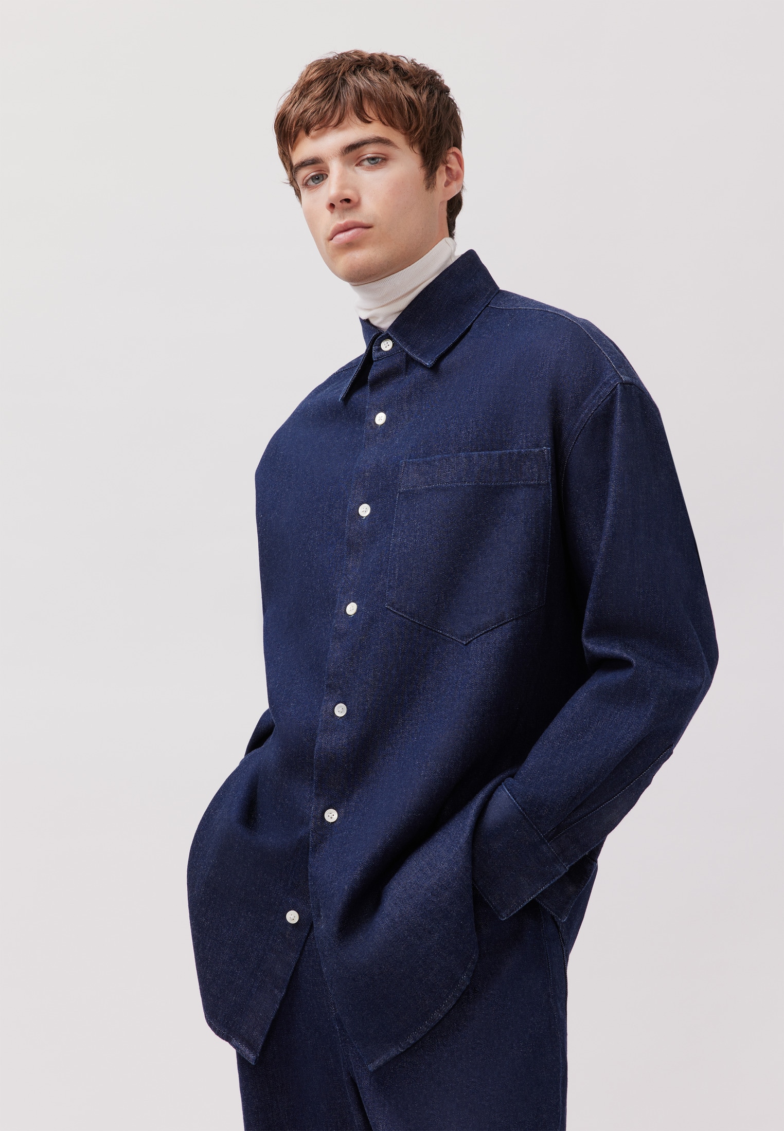 studio seidensticker Kurzarmhemd, Oversized 1/1 Kentkragen Denim