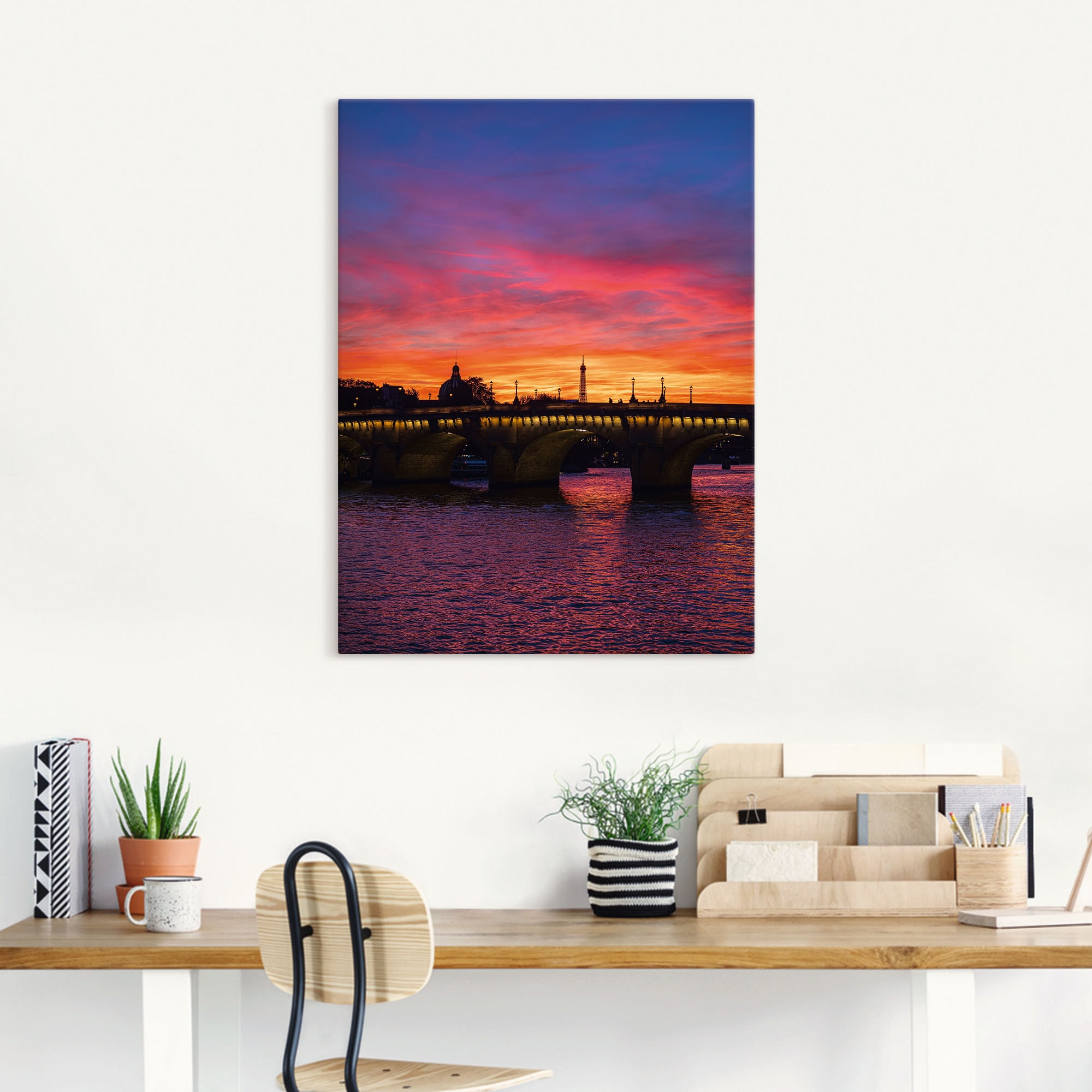 Artland Leinwandbild »Brücke Pont Neuf im Sonnenuntergang«, Paris, (1 St.), auf Keilrahmen gespannt