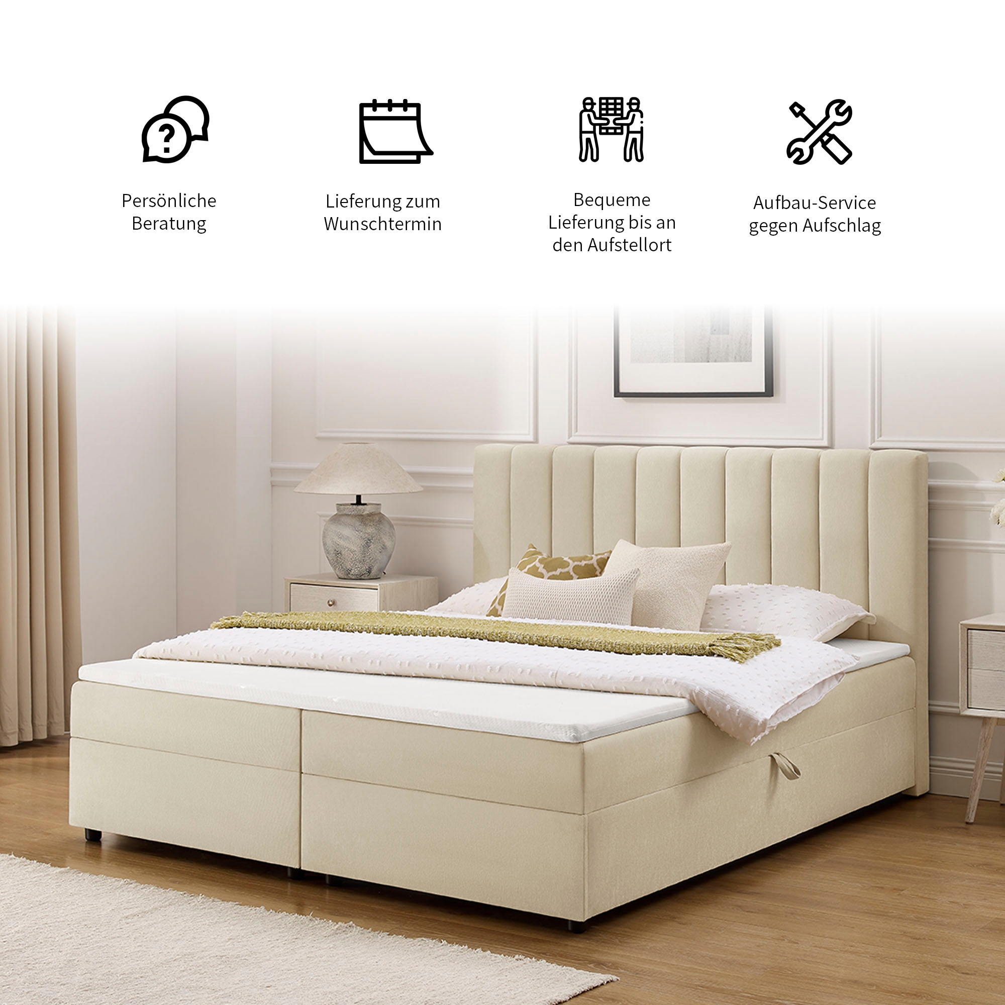 OTTO home Boxbett »Haileyy inkl. Bettkasten und Topper, Liegefläche 180x200cm« erhältlich in der Größe 180x200 cm