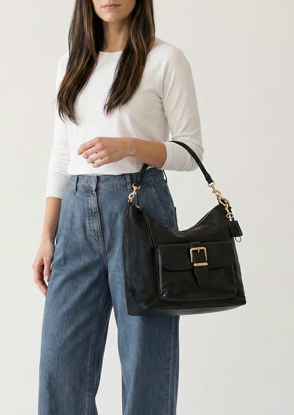 Marc O'Polo Accessories Hobo »Caren« Henkeltasche, Beuteltasche mit abnehmbarem Lederanhänger