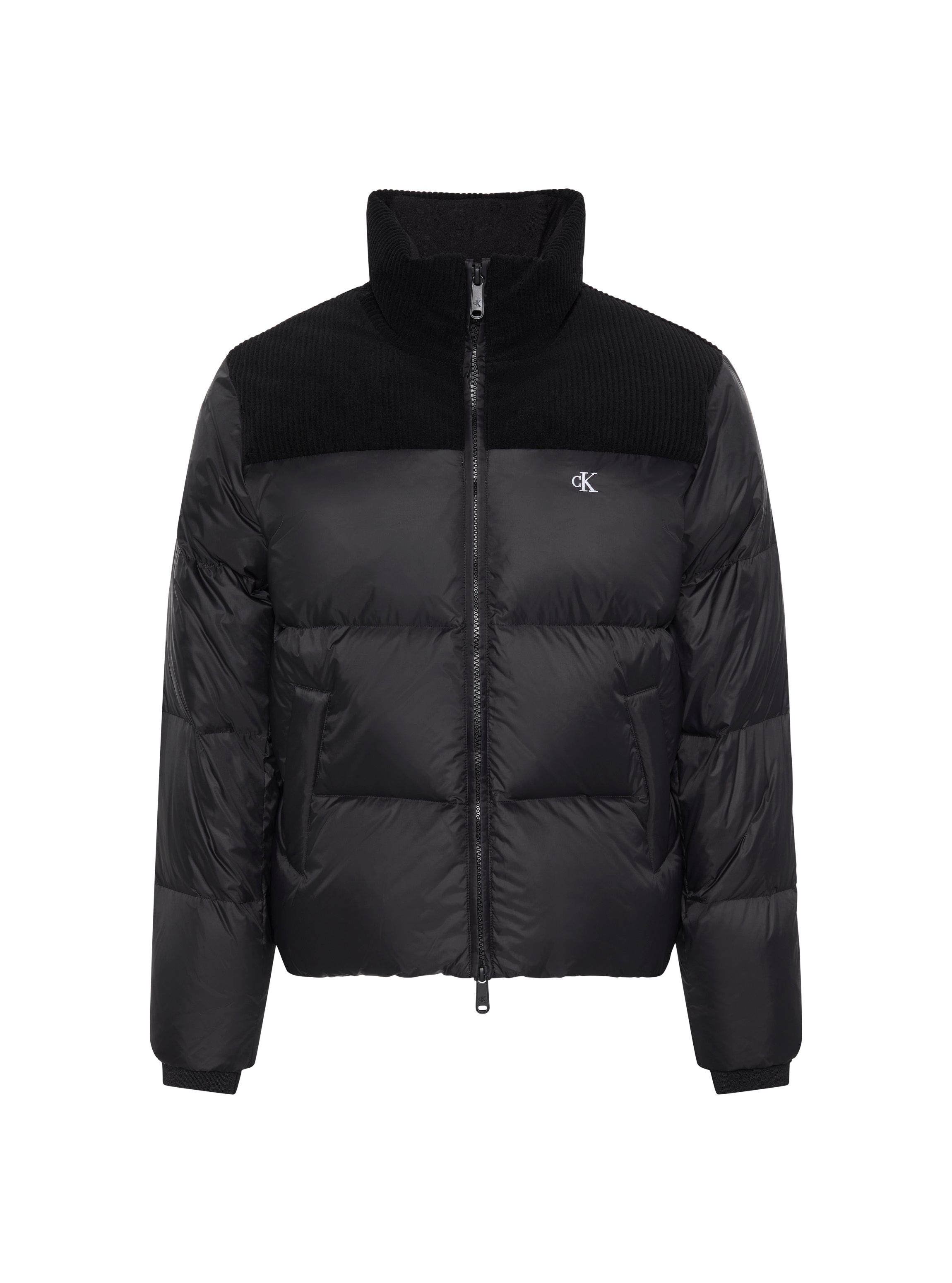Calvin Klein Jeans Steppjacke »MIXED MEDIA DOWN PUFFER« ohne Kapuze Regular fit mit Stehkragen