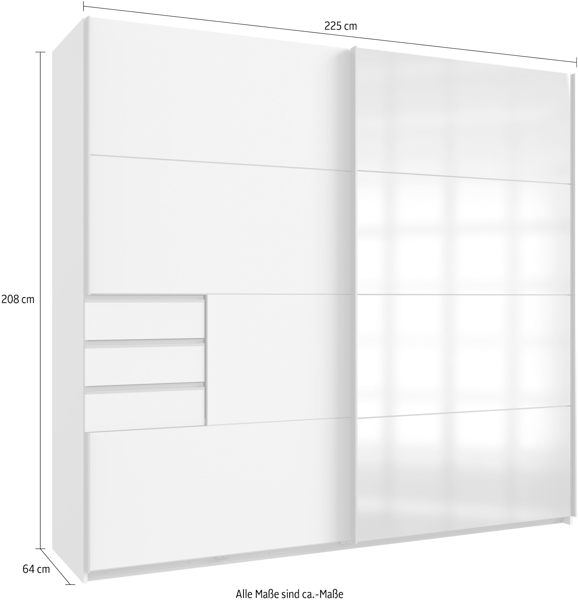 Wimex Schwebetürenschrank »Saigon«, mit Spiegeltür, 2 Türen, 225cm breit
