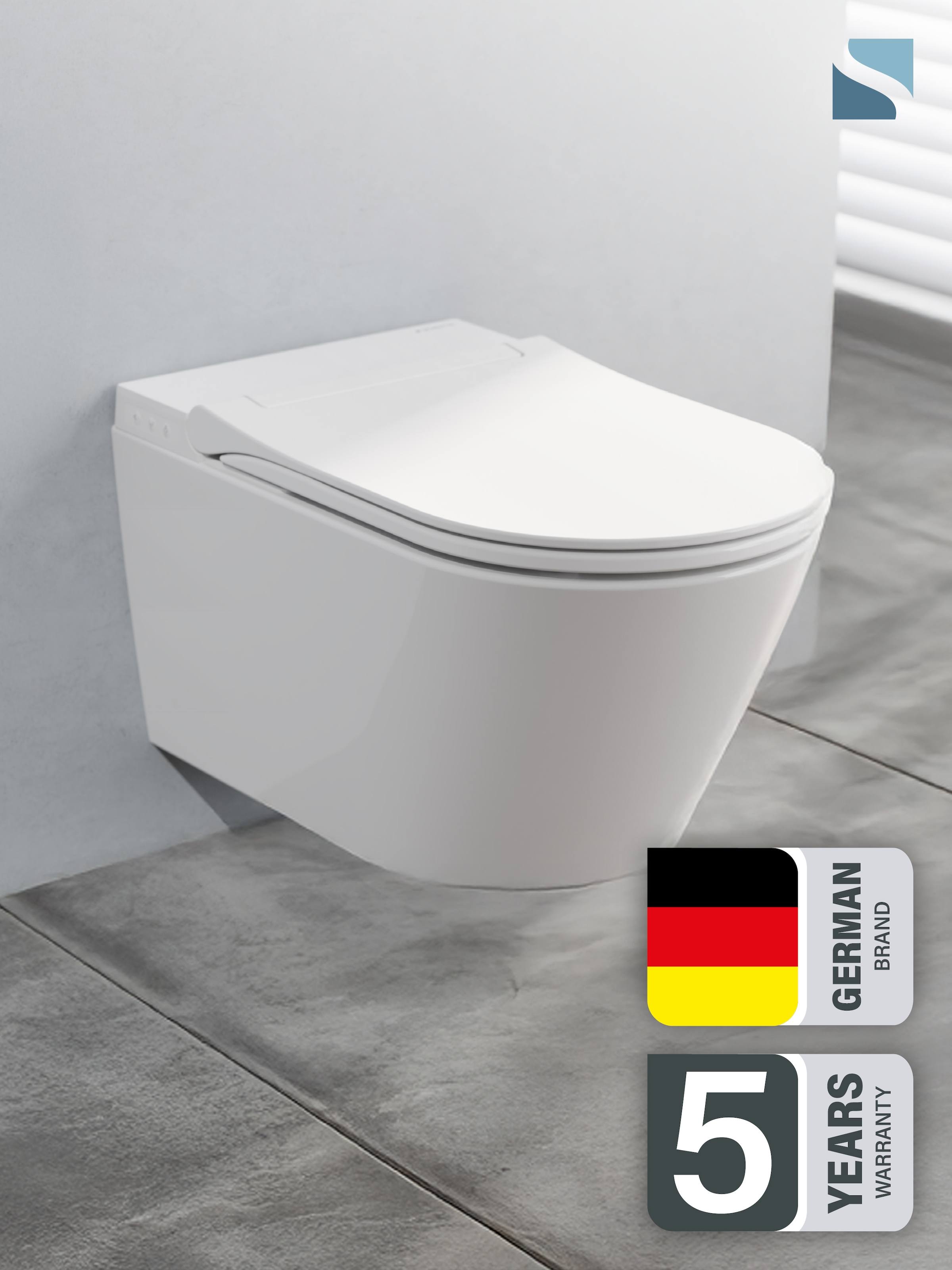 Schütte Dusch-WC Dusch-WC, Wandhängend, spülrandlos, Gesäß- & Ladydusche, LED