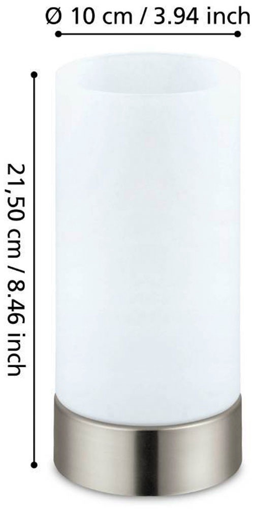 EGLO Tischleuchte »DAMASCO 1 Tischlampe, weiß, nickel-matt, exkl. Leuchtmittel«, 1 flammig, Leuchtmittel E27 | Leuchtmittel wechselbar-ohne Leuchtmittel, Nachttischlampe, Schreibtisch, Büro, elegant und zeitlos, 21,5x10cm