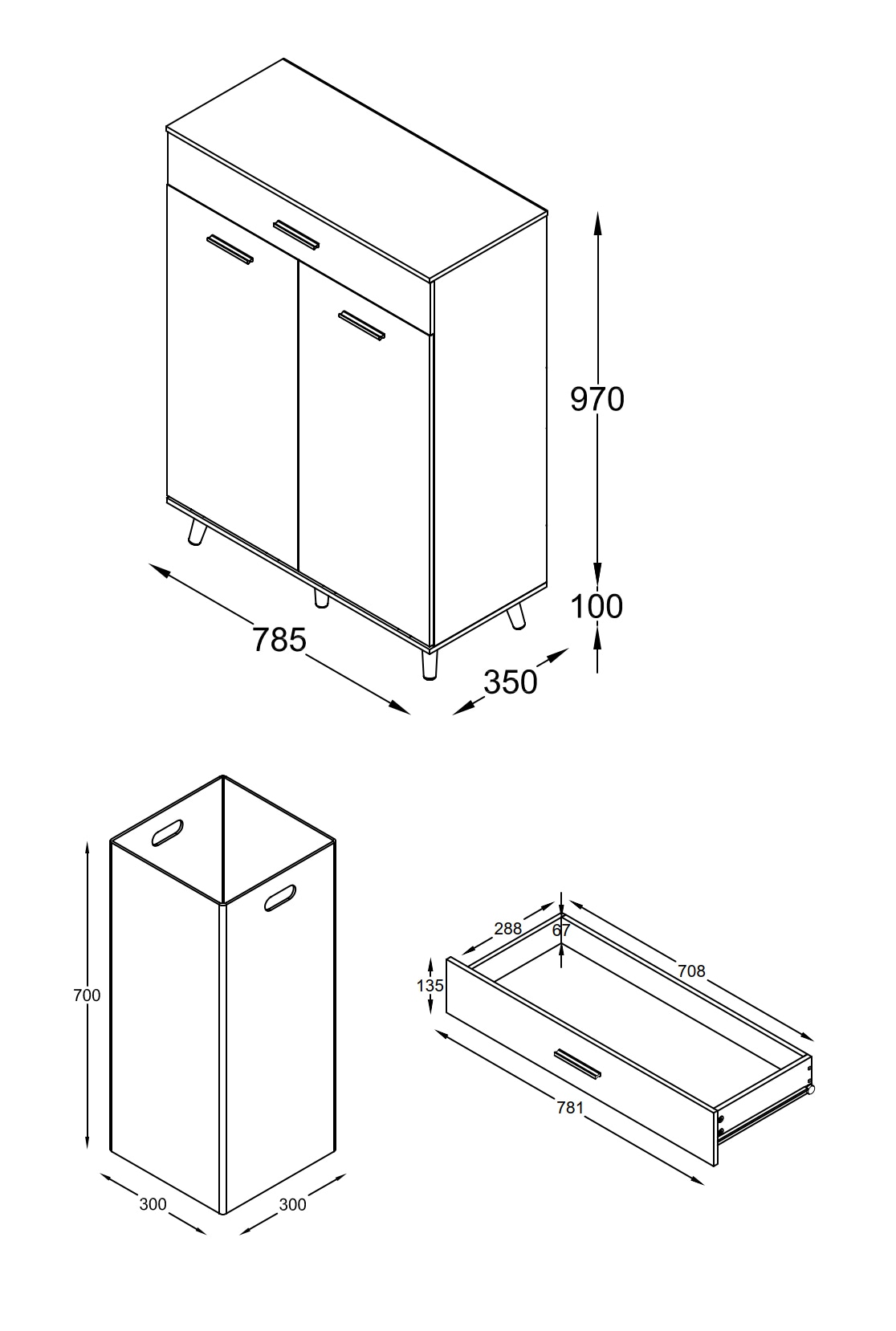 VCM Hochschrank »Wäscheschrank Wäschetruhe Wäschebox Landos M«