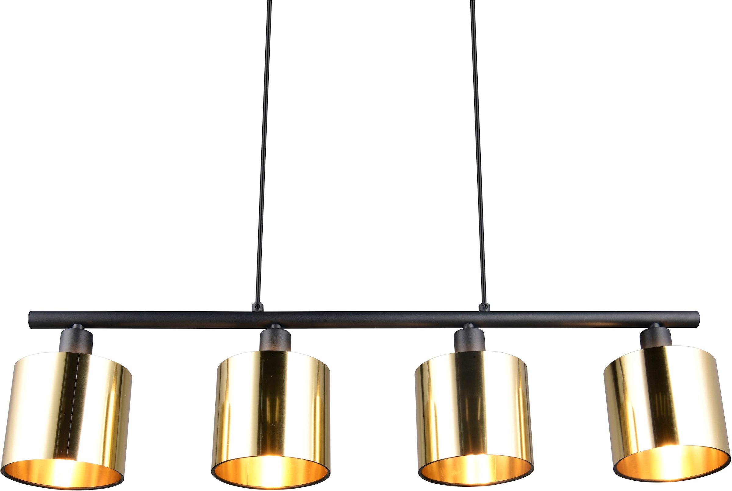 REALITY Leuchten Pendelleuchte »JASON, Hängelampe Esszimmerlampe,  4-flammig, exkl. 4xE14 max 10W« E14 1 Stk. warmweiß - kaltweiß höhenverstellbar max 150cm, mit semi-transparenten Kunststoff-Schirmen