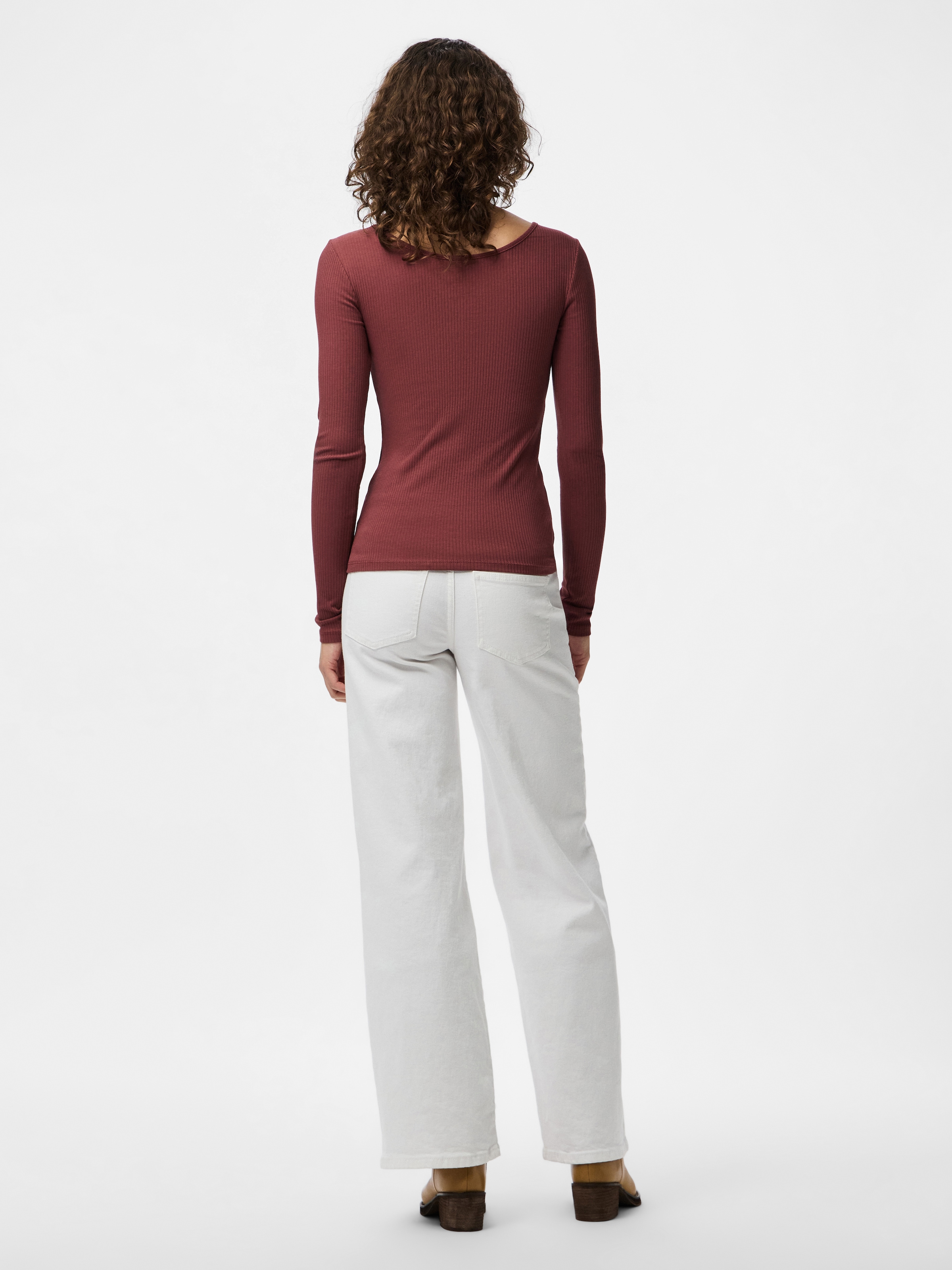 pieces Langarmshirt »PCKITTE LS TOP NOOS BC« Baumwollmischung, slim fit